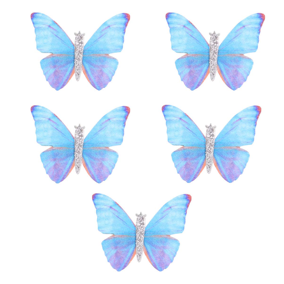 5Pcs Butterfly Hair Clips - Mini Glitter Barrettes for Girls & Women - Fairy Bobby Pins for Wedding, Party, Bridal Accessories (Blue) - Perfect for Everyday Wear, Special Occasions & Gift Giving