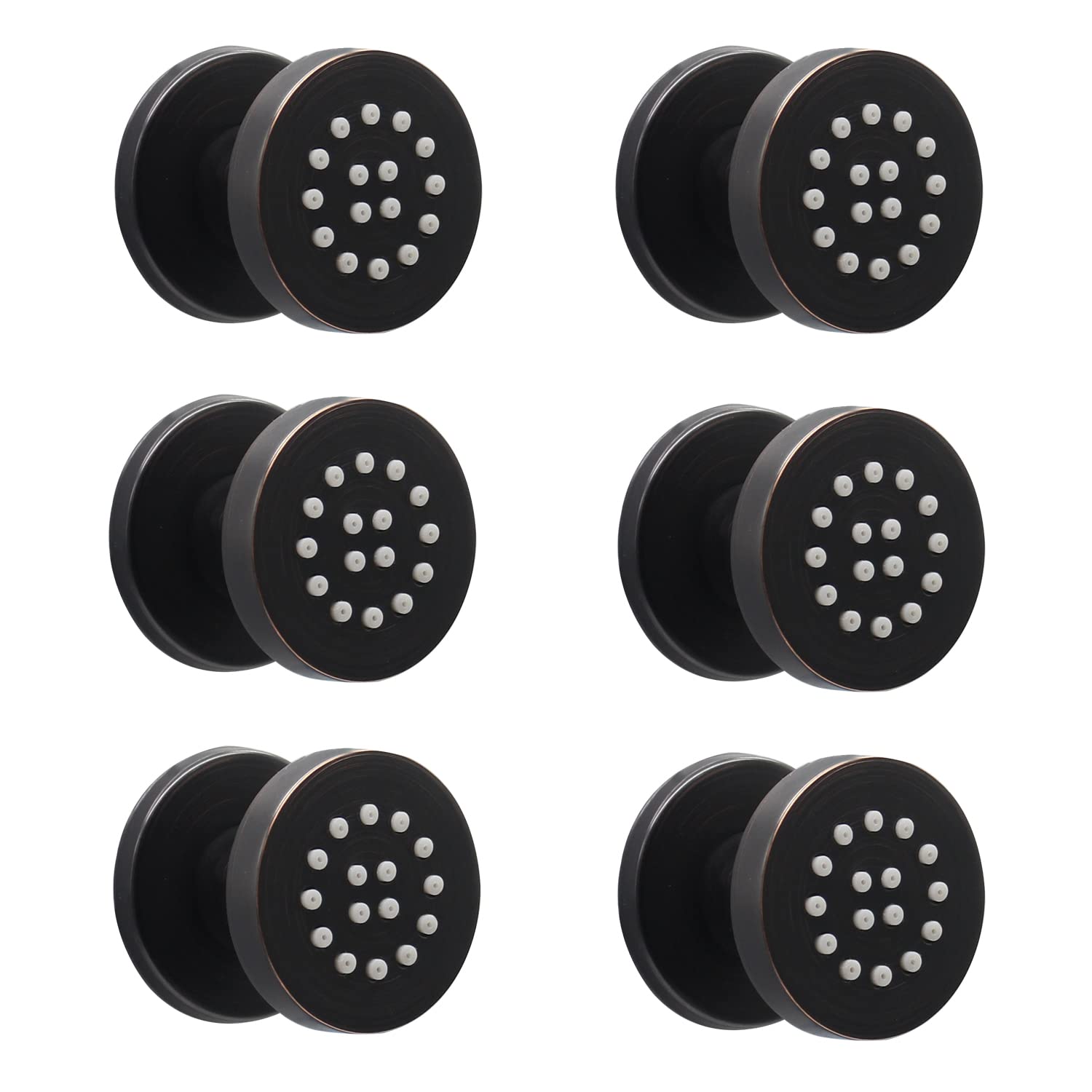HOMEDEC 2 Inch Round Brass Showerhead - 6 Pack Oil Rubbed Bronze Wall Mount Shower Jets for Spa Massage & Body Spray - Perfect for Bathroom Renovation & Luxury Shower Experience