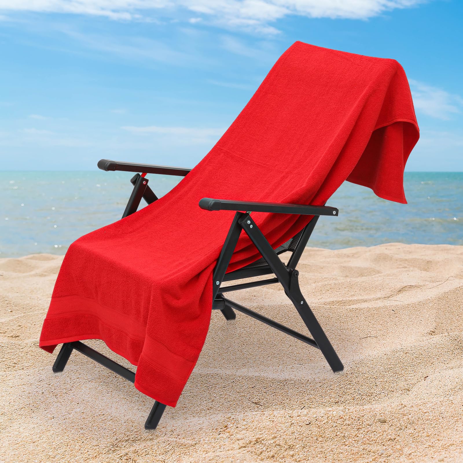 Magshion Extra Large Cotton Bath Sheets - Set of 2 Oversized Quick-Dry Bath Towels for Adults, Soft & Absorbent (Red) - Perfect for Spa, Beach & Luxury Bathroom Use