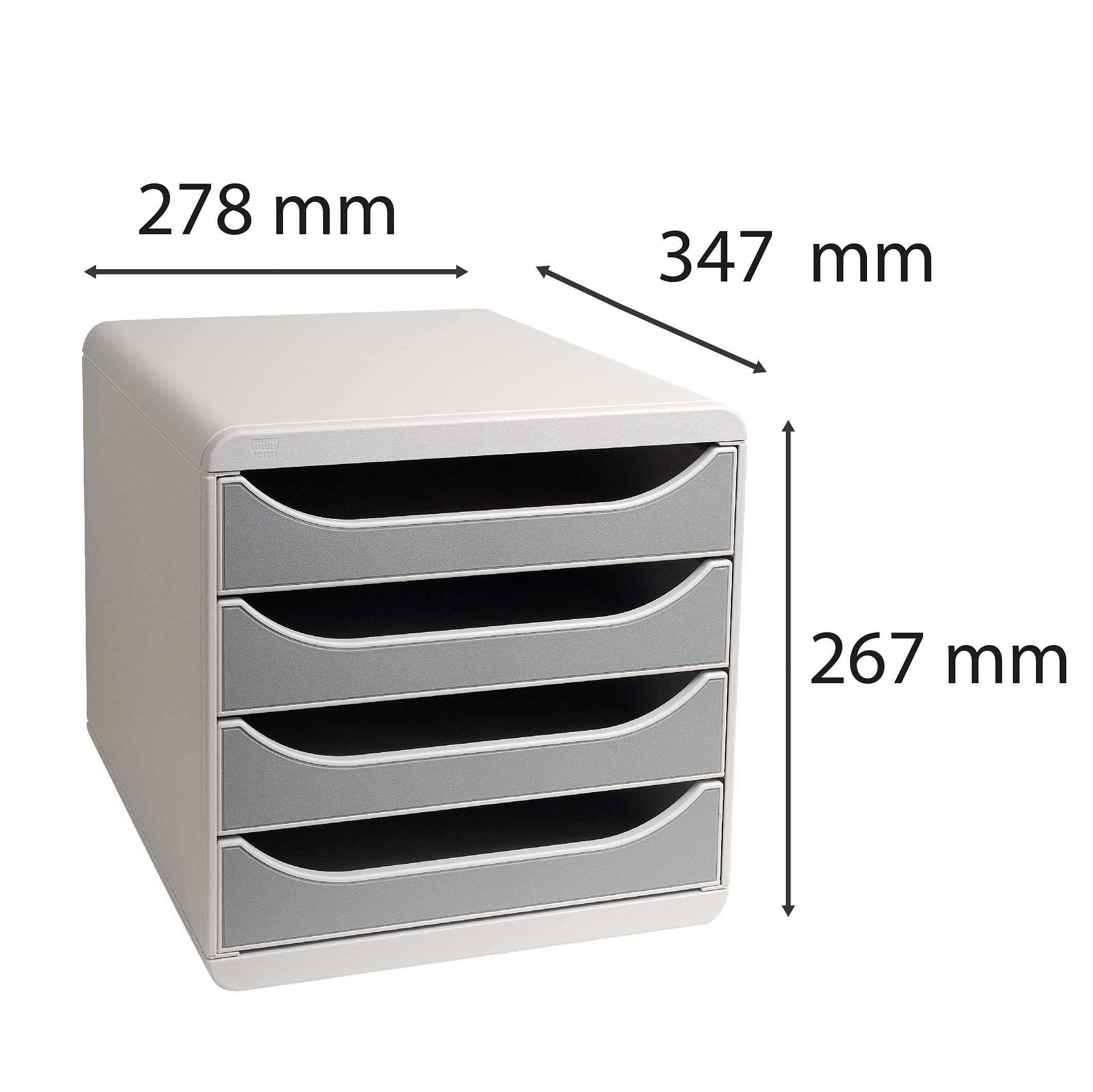 Exacompta Big-Box 4-Drawer Office Filing Cabinet - Light Grey/Stone Grey for Home & Office Organization