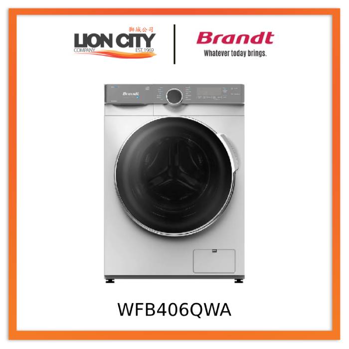 Brandt WFB406QWA 10kg Front Load Washing Machine - Energy Efficient, Quiet Operation for Apartments & Small Homes - Perfect for Laundry Rooms & Compact Spaces
