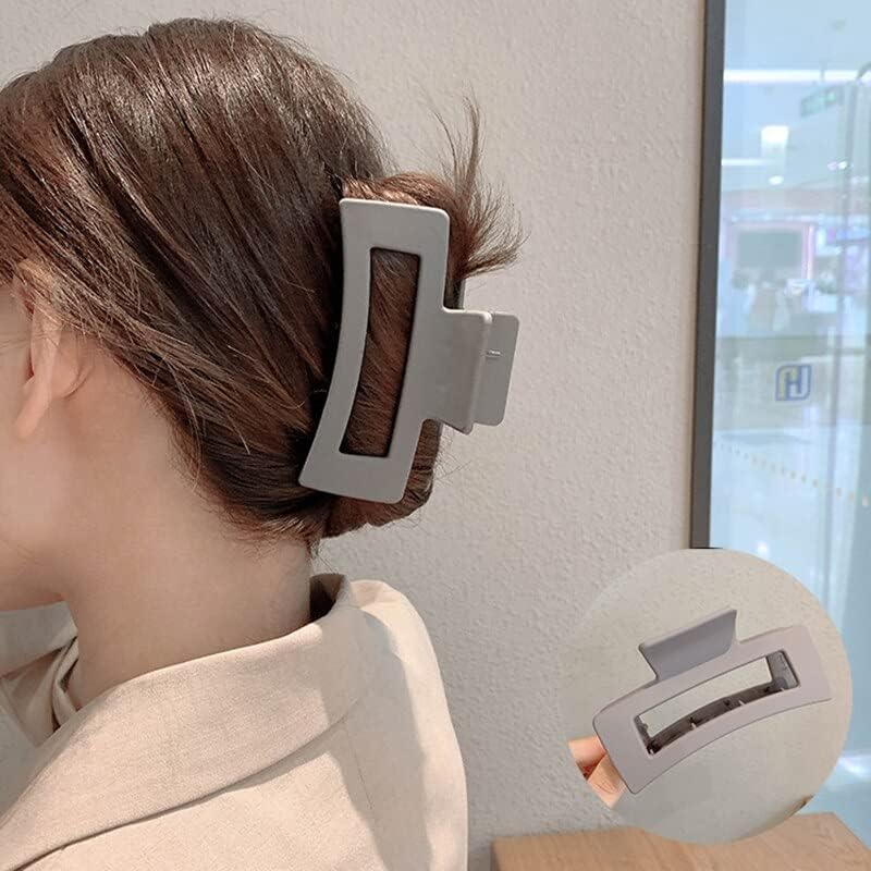 CHRONEX 2PCS Large Rectangle Hair Claw Clips - Non-Slip Hair Clutcher for Women (4.1 Inch) - Neutral Hair Accessories for Thick Hair, Ponytails & Updos - Perfect for Work, Gym & Everyday Styling