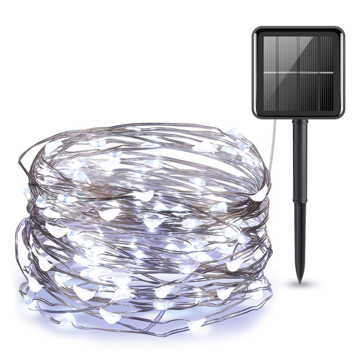 AMIR Upgraded 39Ft 120 LED Solar String Lights Outdoor - 8 Modes Copper Wire Fairy Lights, Waterproof Solar Powered Decorative Lights for Garden, Yard, Party, Wedding & Christmas Decorations (White) - Perfect for Patio, Backyard, Pergola and Holiday Lighting