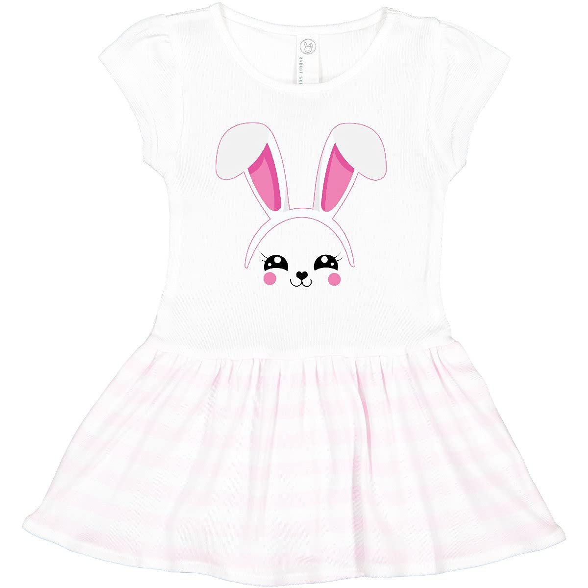 Inktastic Happy Easter Cute Pink Bunny Face Toddler Dress - Adorable Spring Outfit for Baby Girls, Easter Sunday Church & Family Photos