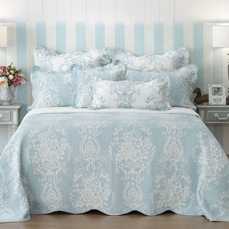 Florence Blue King Size Bedspread Set - Luxury Soft Bed Cover for Master Bedroom | Perfect for Home Decor, Hotel Style Bedding & Cozy Sleep