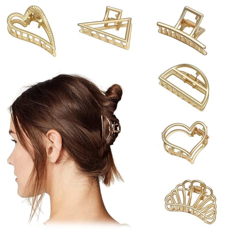 Stylish Gold Metal Hair Clips for Women & Girls - 8 Pack Medium Size Hair Clutchers, Hair Accessories for Women, Perfect Gift for Her - Great for Parties, Weddings, and Everyday Styling