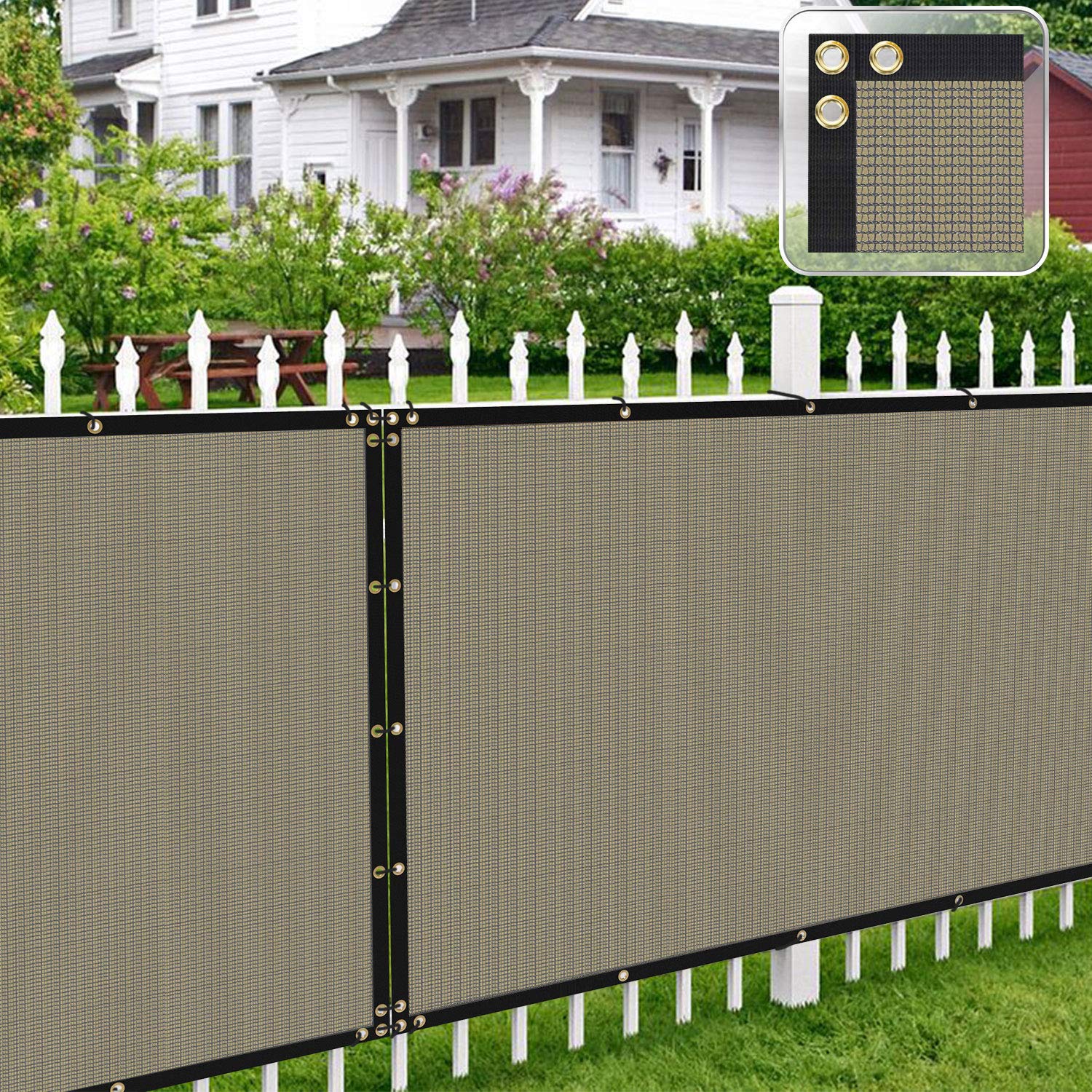 4'x252' Privacy Screen Fence for Backyard & Patio - 98% View Blockage with Reinforced Grommets | Durable Chain Link Fence Cover | UV-Resistant, 3-Year Warranty (Sand Color) | Perfect for Outdoor Privacy, Garden Partition & Deck Shading