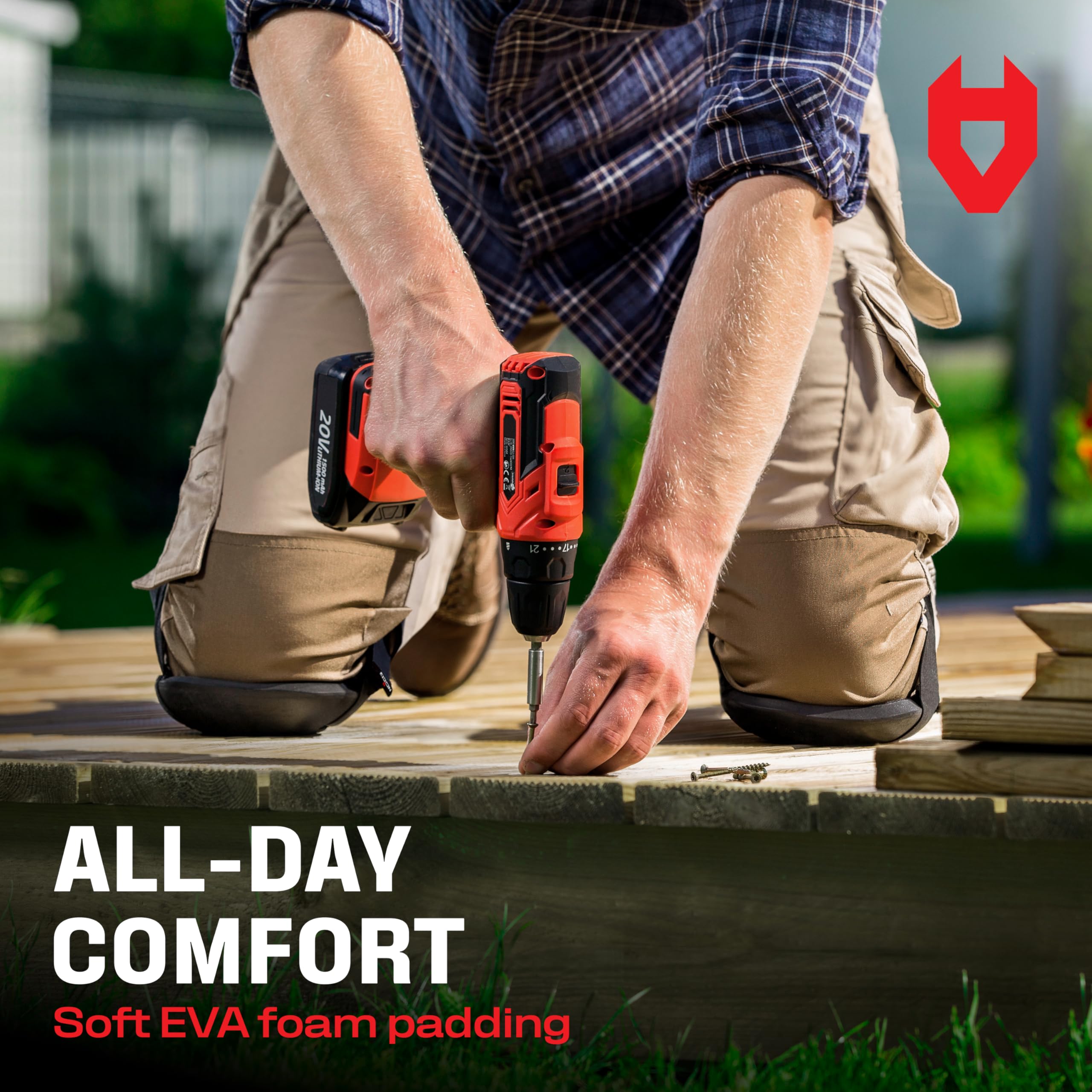 NoCry Premium Gardening Knee Pads for Women & Men - Lightweight Waterproof Foam Knee Protection with Adjustable Hook & Loop Straps - Comfortable Work Knee Pads for Gardening, Landscaping, Flooring & DIY Projects