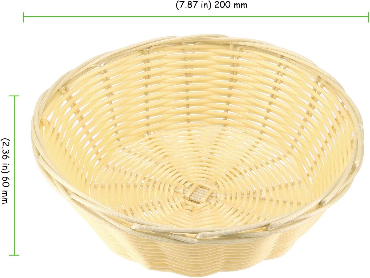 20 Pack 8 Inch Round Wicker Bread Baskets - Handwoven Plastic Food Serving Trays for Kitchen, Bakery, Party & Christmas Decor - Beige Small Bread Baskets Bulk - Perfect for Dinner Rolls, Pastries, and Holiday Table Settings