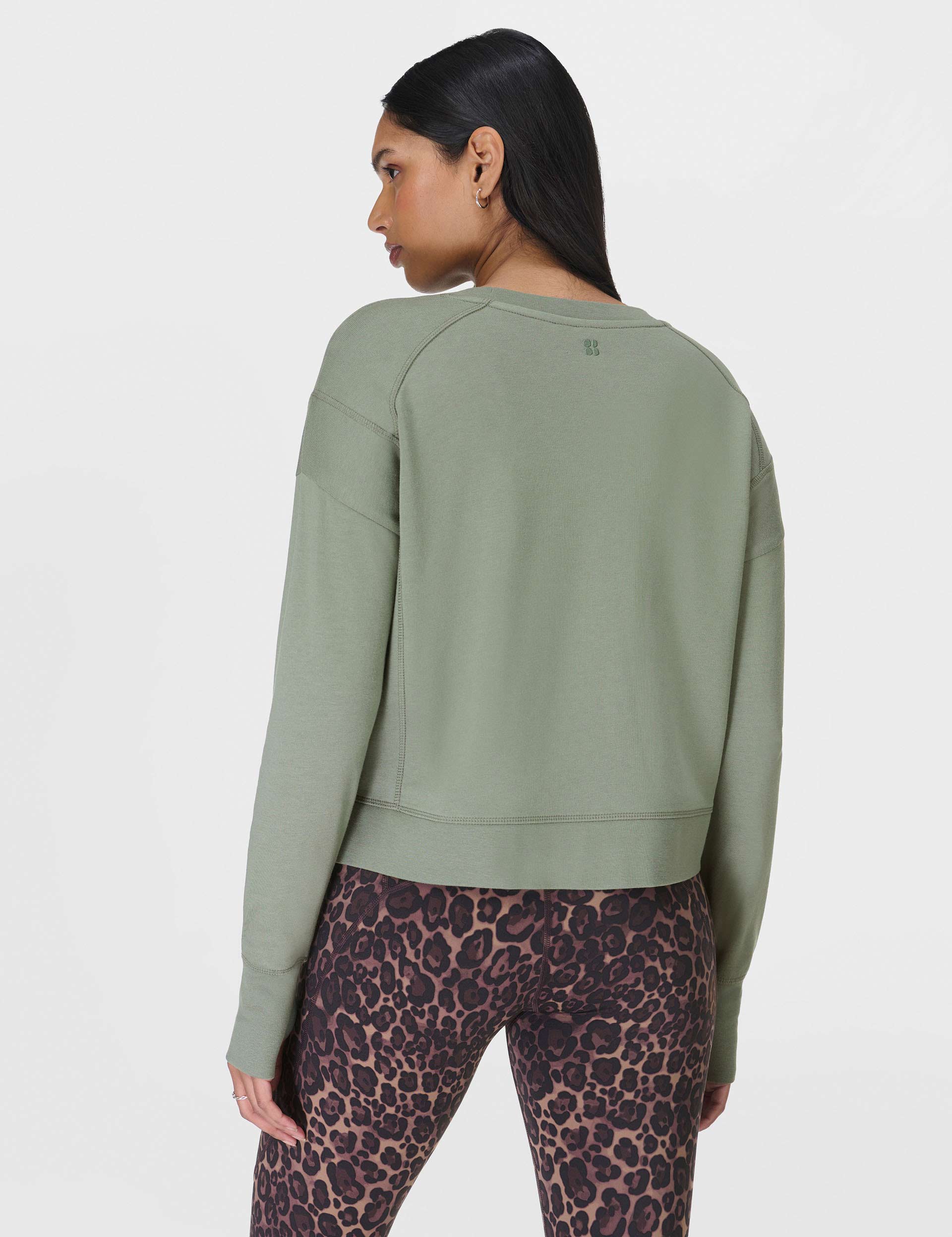 After Class Crop Sweatshirt for Women - Soft Comfortable Willow Green Pullover | Perfect for Casual Wear, Lounging & Street Style Fashion