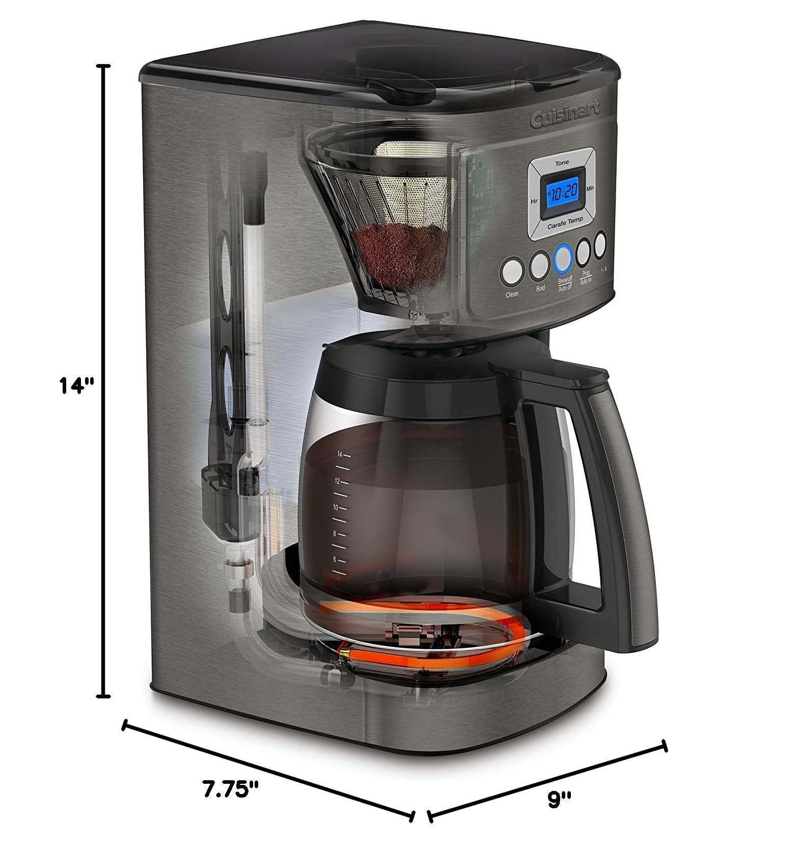 Cuisinart DCC-3200BKSP1 14-Cup Programmable Coffee Maker with PerfectTemp Technology - Black Stainless Steel - Adjustable Brew Strength & 1-4 Cup Setting - Ideal for Home, Office & Entertaining