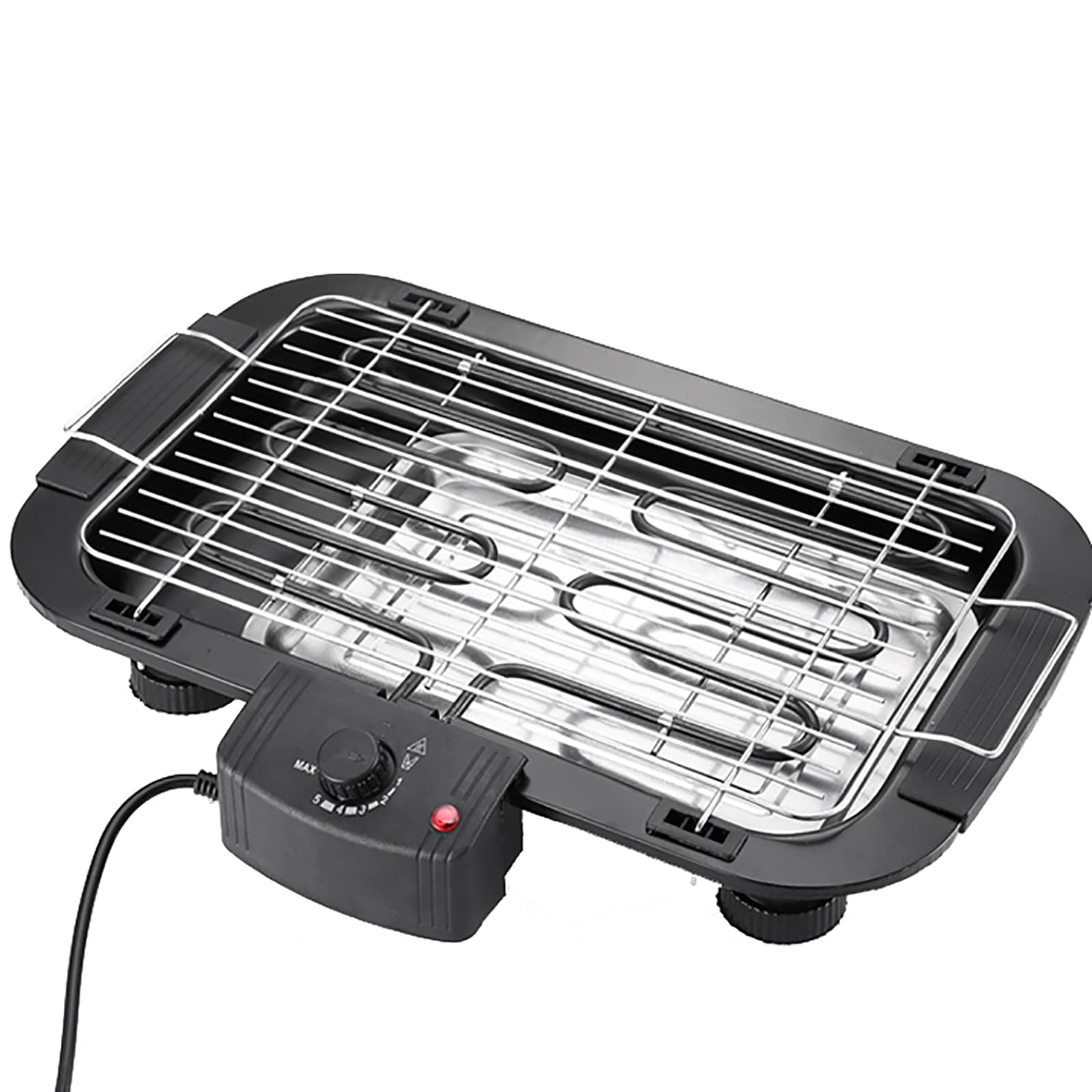 ANGELIA COMEAUX Smokeless Indoor Electric Grill - 1500W Large Family Grill for 8-10 People with 5-Temperature Settings, Stainless Steel Design & Non-Stick Removable Plates - Perfect for Indoor BBQ, Outdoor Picnics, Camping, and Backyard Parties