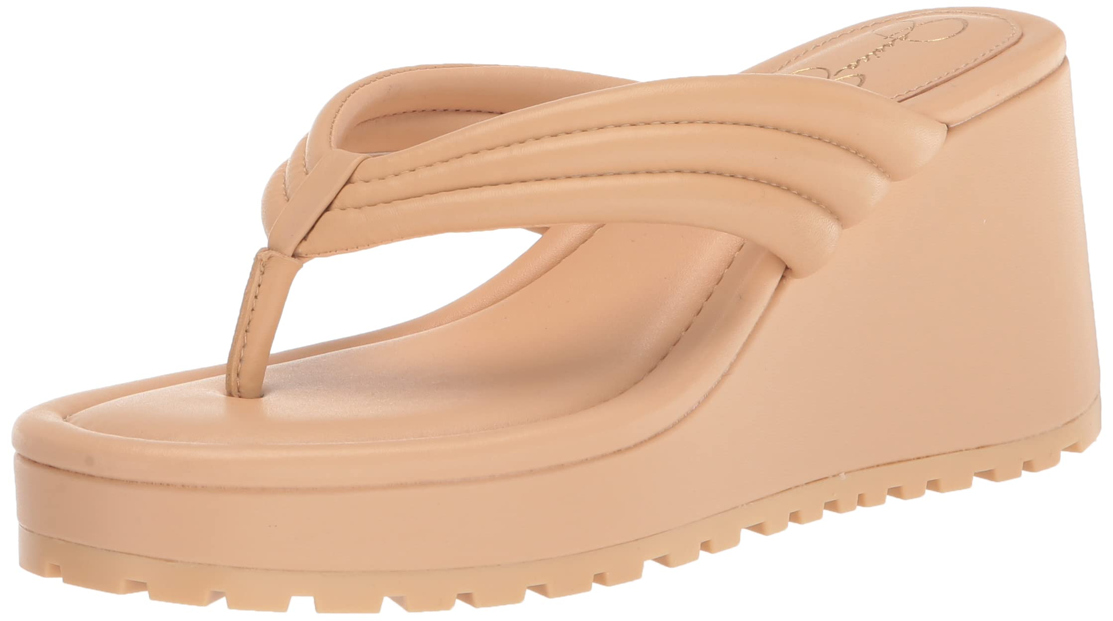 Jessica Simpson Kemnie Women's Leather Wedge Slide Sandals - Comfortable Summer Casual Shoes for Beach, Vacation & Everyday Wear