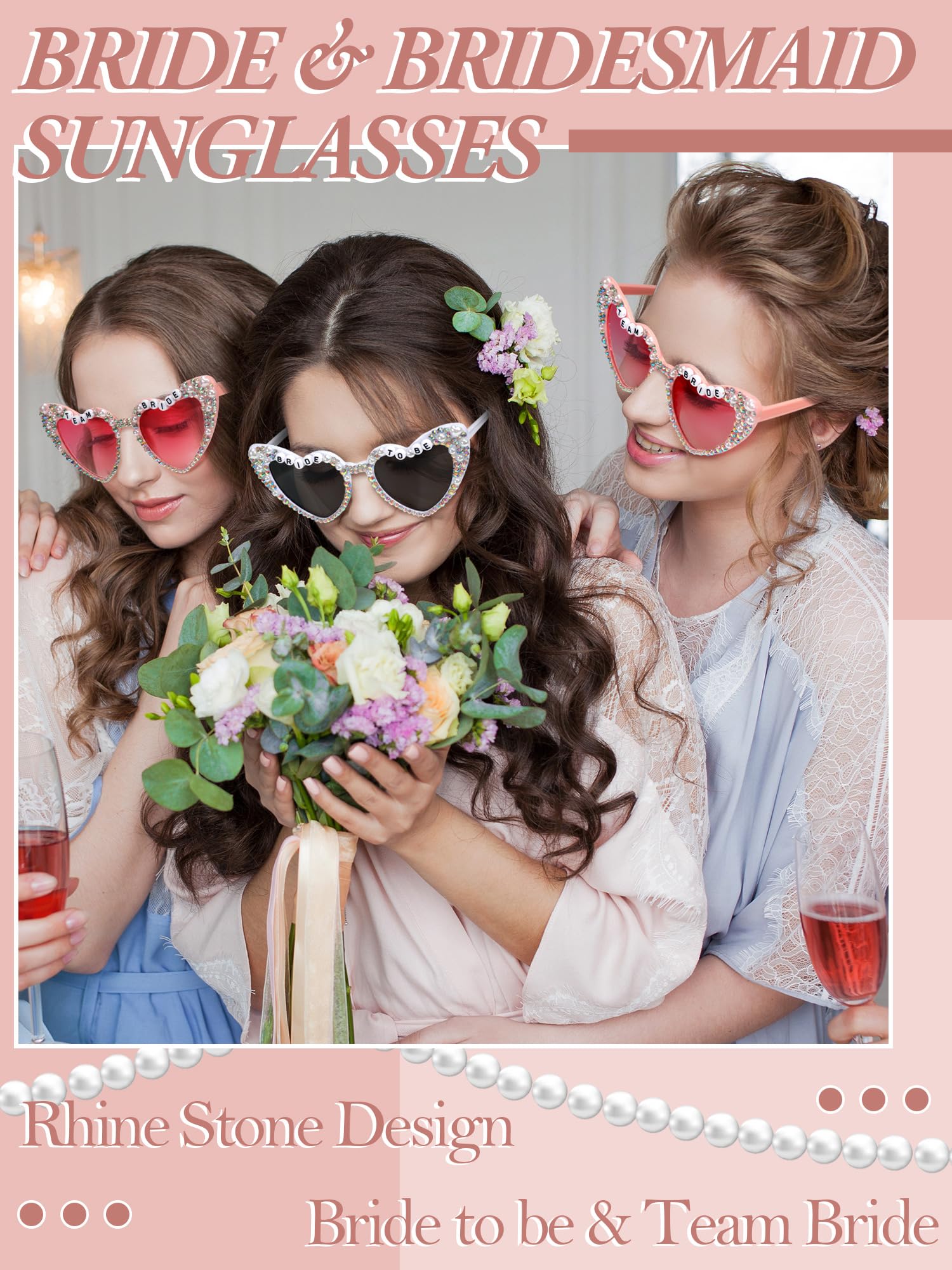 12 Pcs Bachelorette Party Sunglasses - Fun Bridesmaid & Bride Sunglasses for Wedding Party Favors, Bachelorette Gifts & Girls' Night Out Accessories