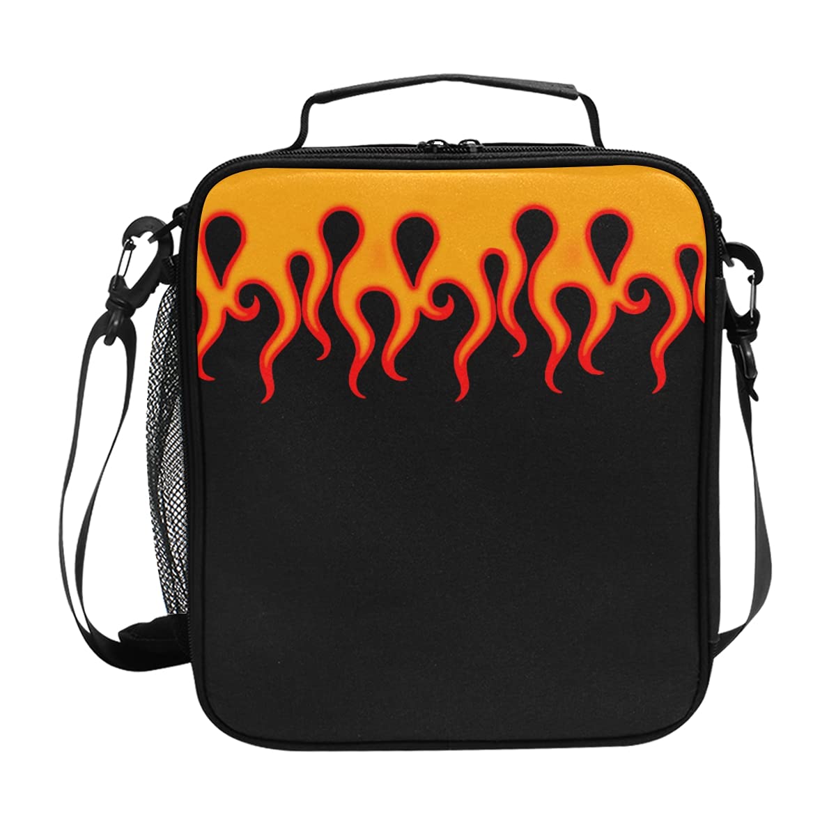 Flame Design Insulated Lunch Bag for Women - Black Water-Resistant Thermal Cooler Tote with Soft Liner | Perfect for Work, School, Picnics & Outdoor Activities