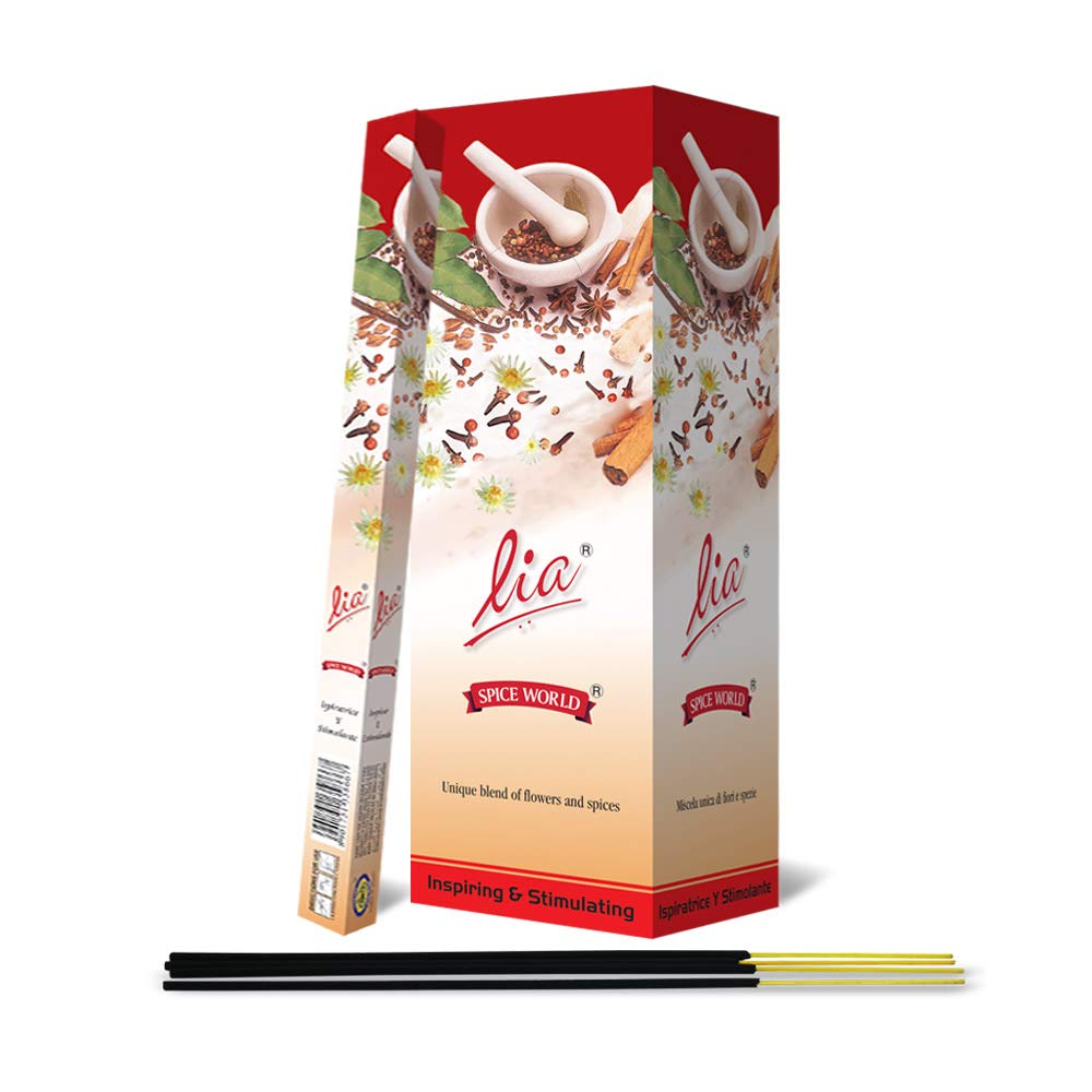 Natural Herbs & Spices LIA Spice World Fragrant Charcoal Incense Sticks - 200 Sticks (25 Packs/Box) for Meditation, Yoga & Home Aromatherapy