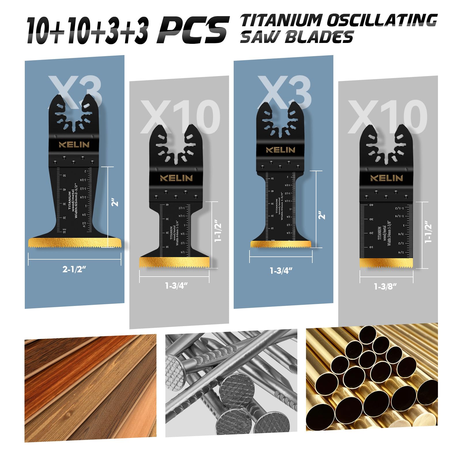 26-Piece Titanium Oscillating Multi-Tool Blades Kit with Sanding Pads - 4 Sizes for Cutting Metal & Wood - Compatible with Bosch, Fein, Milwaukee, Ryobi, DeWalt - Perfect for DIY Projects, Home Renovation & Professional Construction Work
