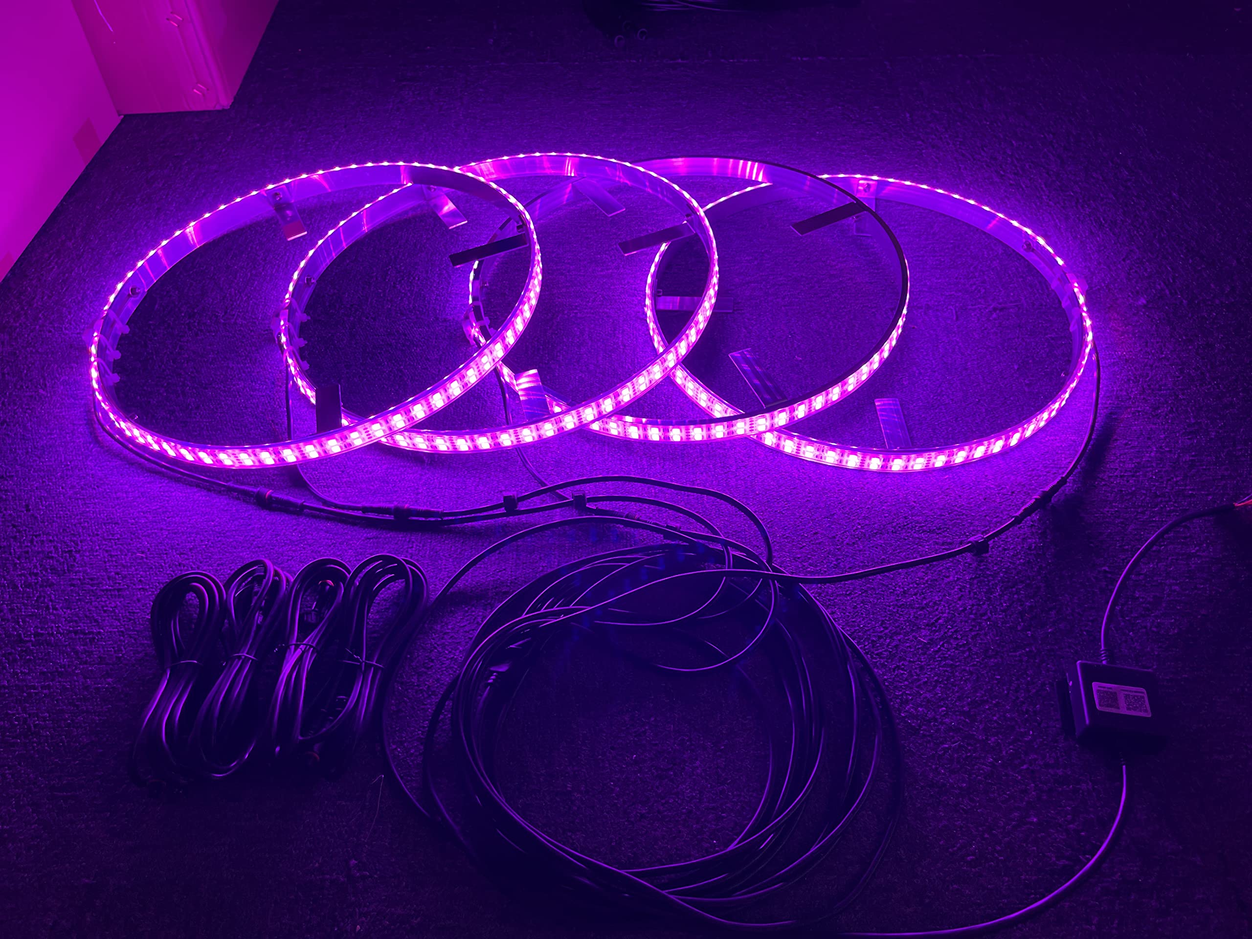4PCS 17.5'' RGB LED Wheel Lights with Braking Function - Bluetooth App Control, Million Colors, Double Row Design for Trucks & Offroad Vehicles | Perfect for Night Rides, Car Shows & Offroad Adventures