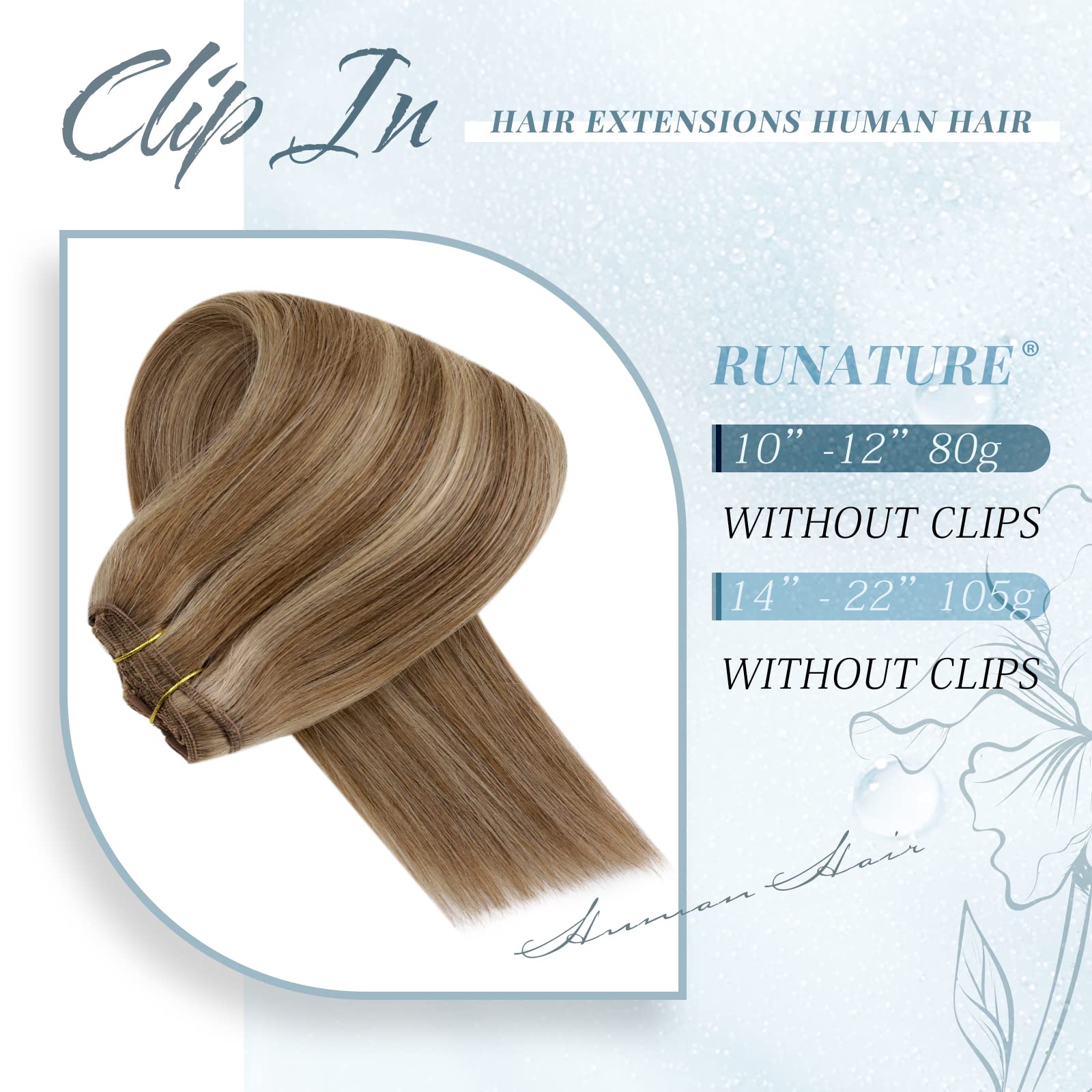 Clip-In Human Hair Extensions - Dark Blonde & Honey Blonde Mix - 9pc & 3pc Set - 12 Inch Length - Real Human Hair for Volume & Length - Perfect for Parties, Weddings & Daily Styling