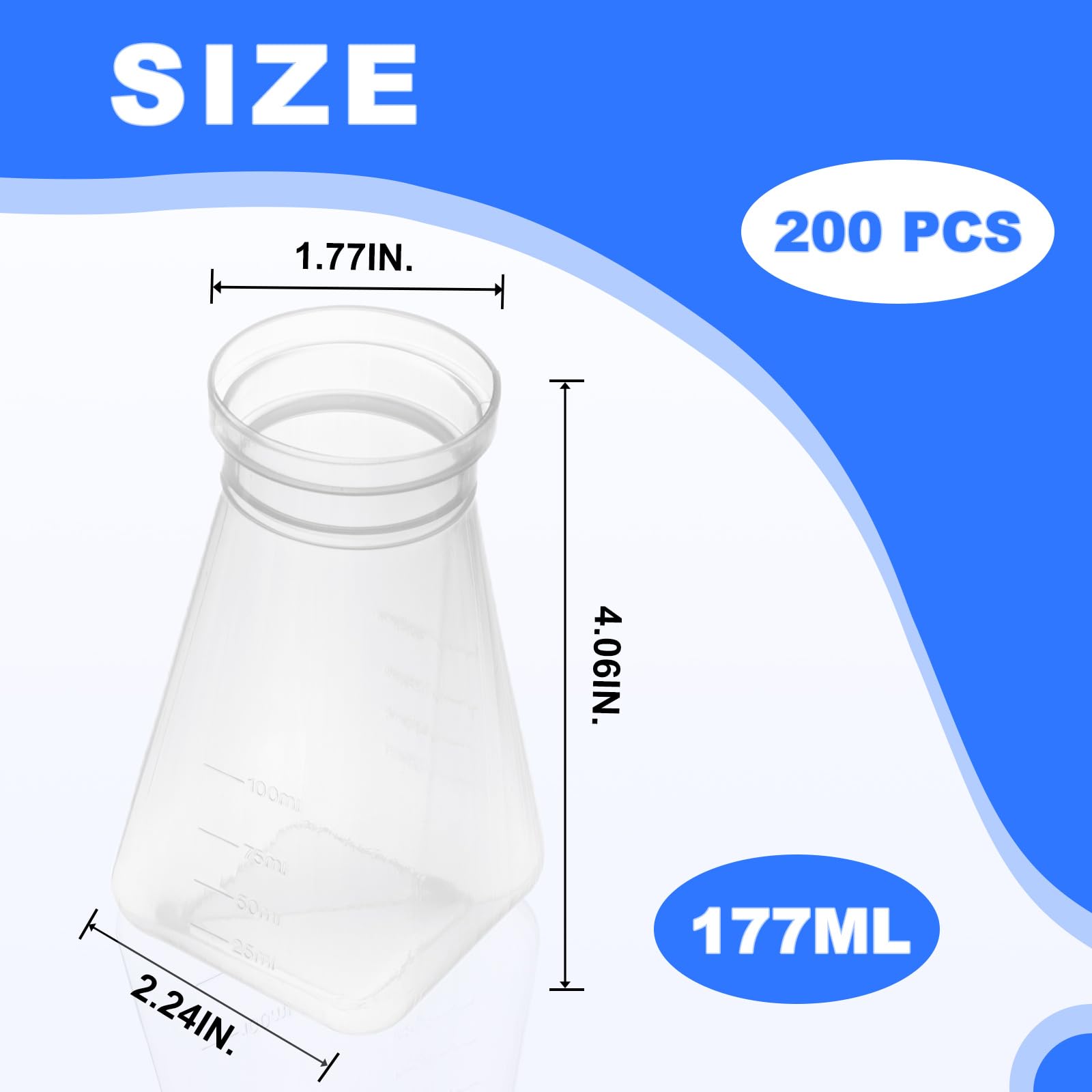 Biologix Drosophila Bottles - 200-Pack Square Bottom PE Stock Bottles with Tray Packaging for Lab Fruit Fly Culturing and Research