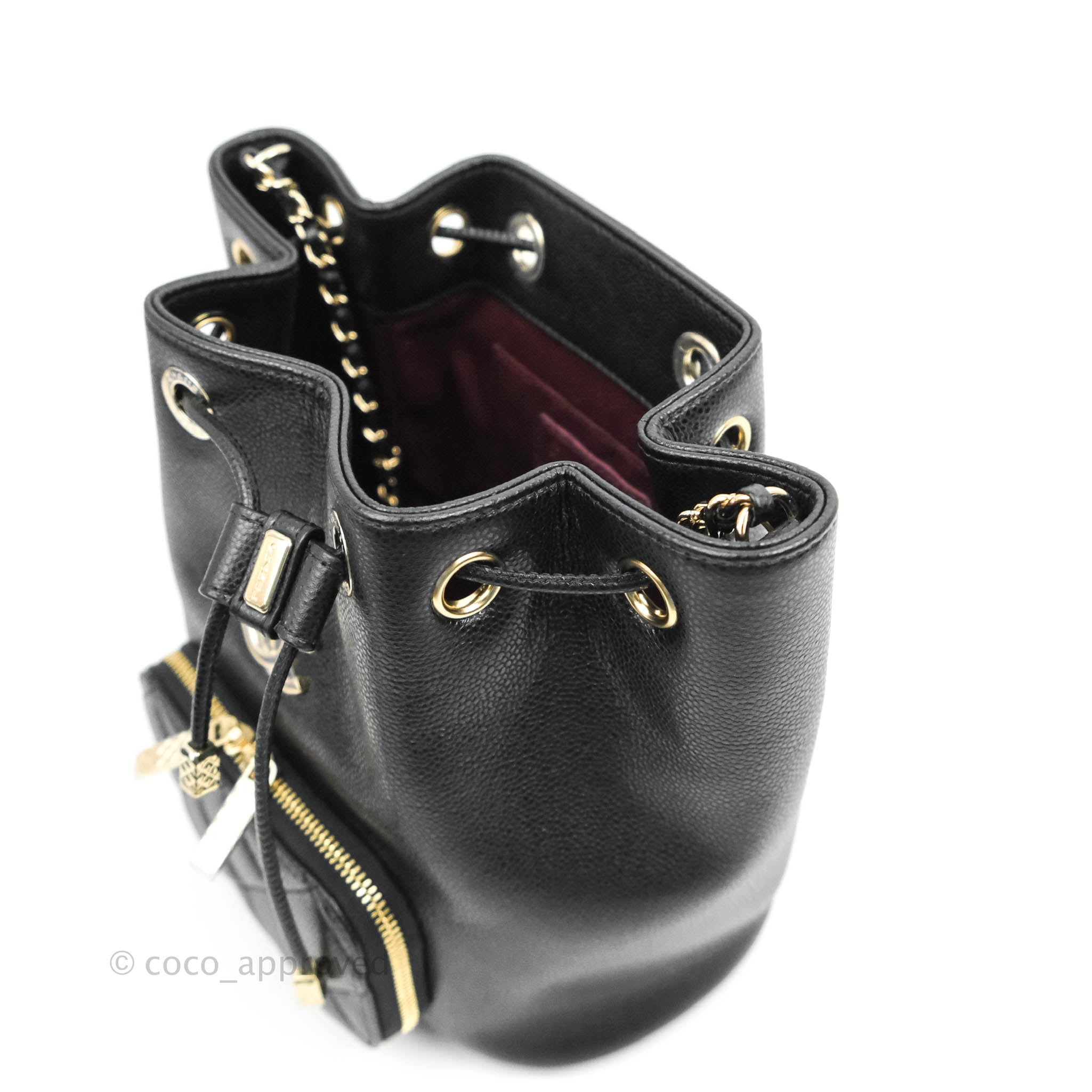 Chanel Business Affinity Drawstring Bucket Bag - Black Caviar Leather with Gold Hardware (21P Collection) | Luxury Crossbody Handbag for Work, Travel & Everyday Use