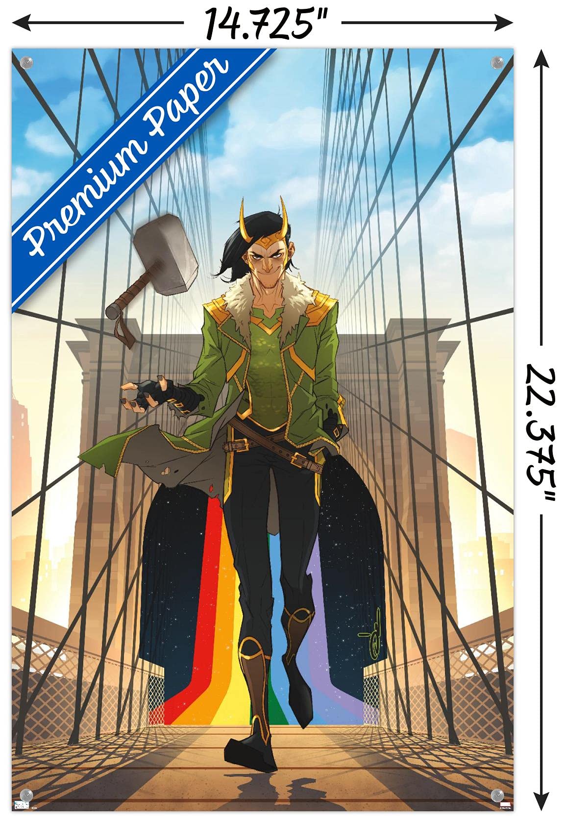 Marvel Comics Loki #1 Wall Poster with Push Pins - Premium Superhero Decor for Bedroom, Office & Game Room