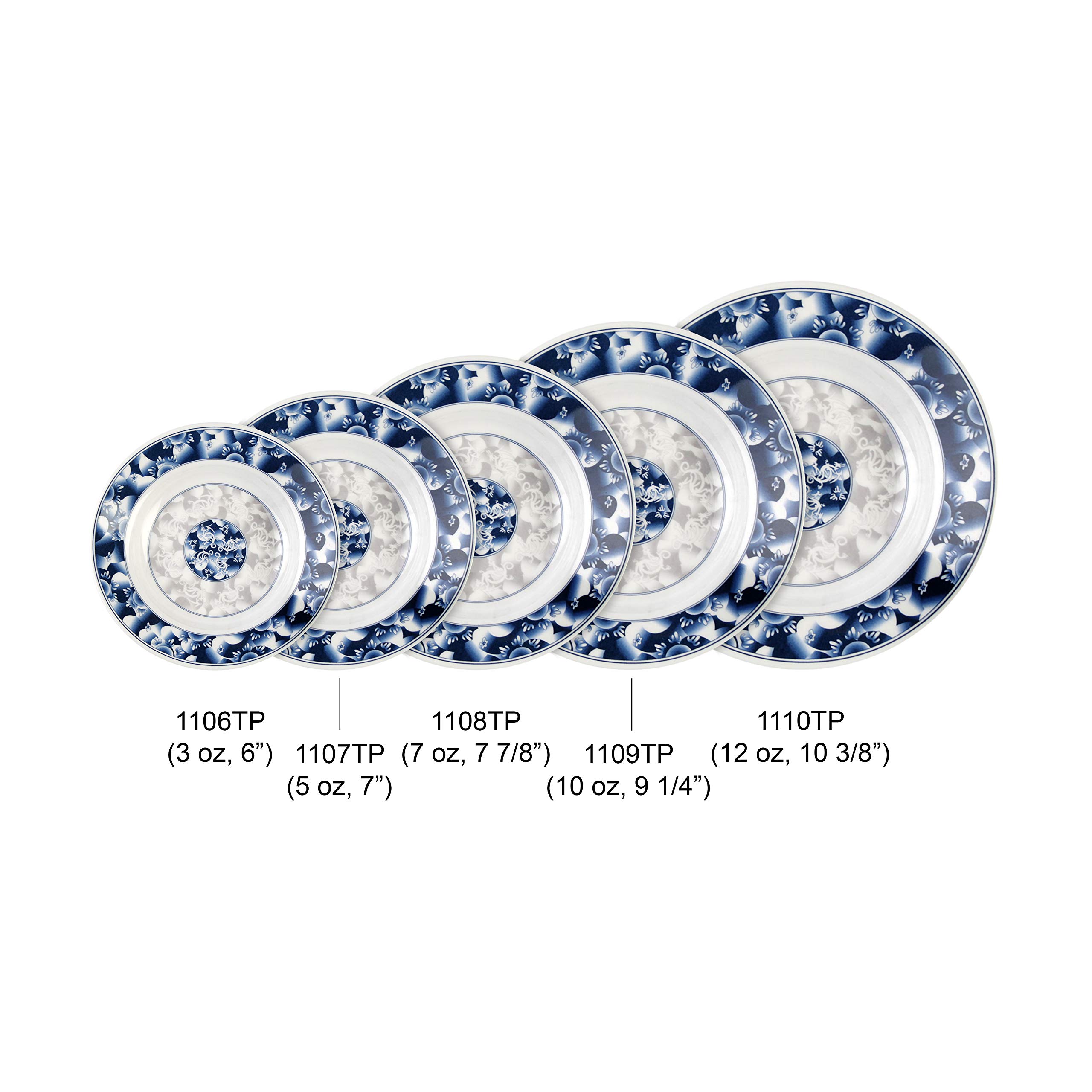 Premium Blue Dragon Melamine Dinnerware Set - 5 oz Soup Bowl, 7