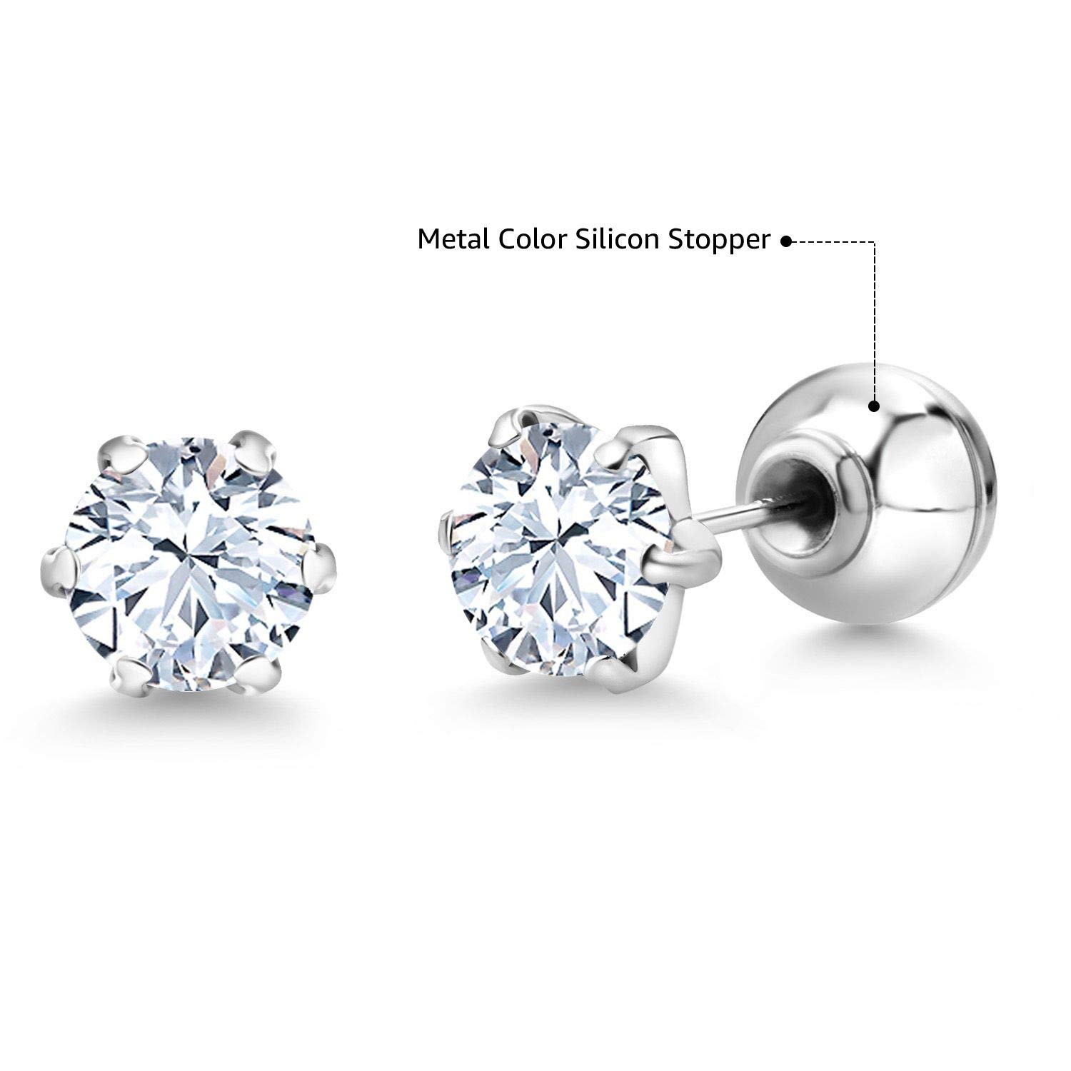 Gem Stone King 6MM Round Gemstone Birthstone Stud Earrings for Women & Men | Pure PT900 Platinum 900 Six Prong Setting | Elegant Everyday Jewelry for Birthdays, Anniversaries & Gifts