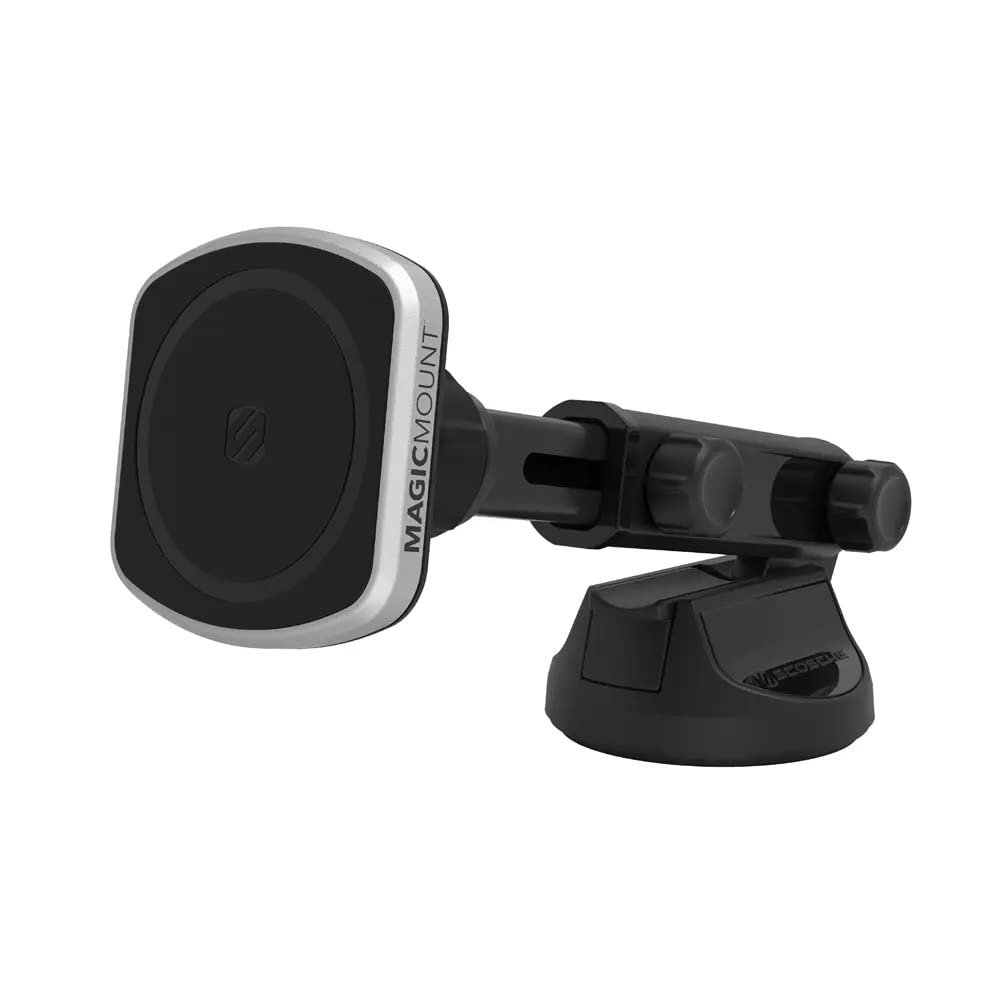 Scosche MagicMount Pro2 Magnetic Car Phone Holder - Extendable Windshield & Dashboard Mount with Suction Cup - Compatible with MagSafe, iPhone, Samsung Galaxy, Google Pixel & All Smartphones - Perfect for Driving, Navigation & Hands-Free Calls