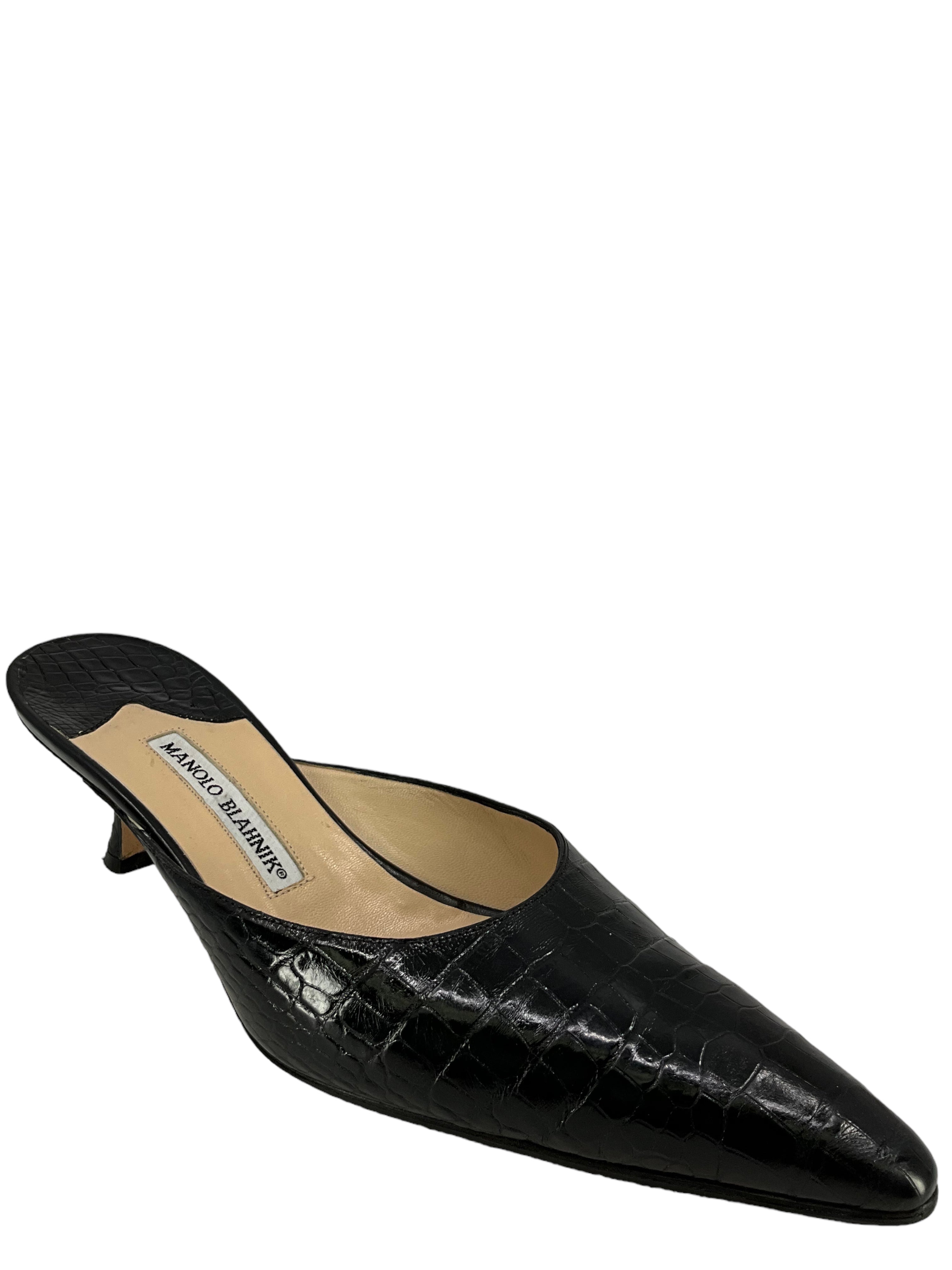 Manolo Blahnik Genuine Alligator Leather Mules Women's Size 11 - Luxury Designer Shoes for Parties, Weddings & Special Occasions
