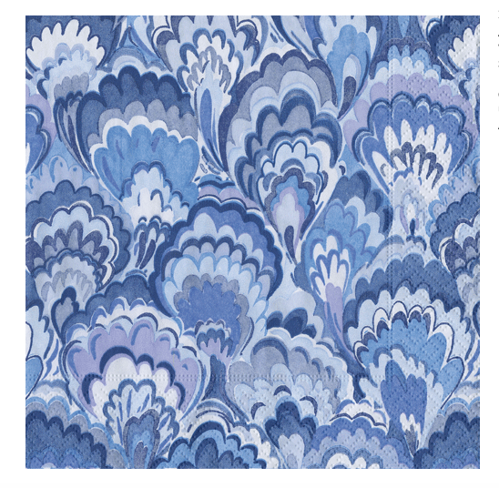Marbled Ceramic Indigo Cocktail Napkins - Elegant Party Napkins for Weddings, Cocktail Parties, and Home Decor - Set of 12 Premium Quality Napkins