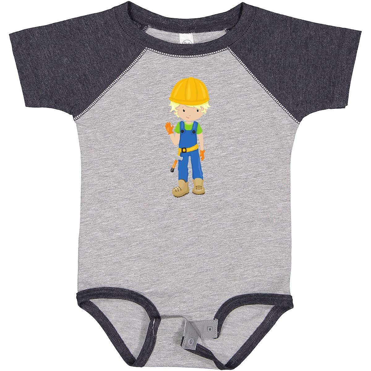 Inktastic Construction Worker Baby Bodysuit - Cute Blond Boy with Hammer Design - Perfect for Construction-Themed Parties, Playdates & Gifts