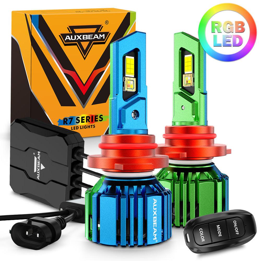 R7 Series 25000LM 70W RGB LED Headlight Bulb with Remote Control - DRL & Fog Light Replacement for Cars, Trucks, SUVs - Perfect for Night Driving, Off-Roading & Custom Vehicle Lighting