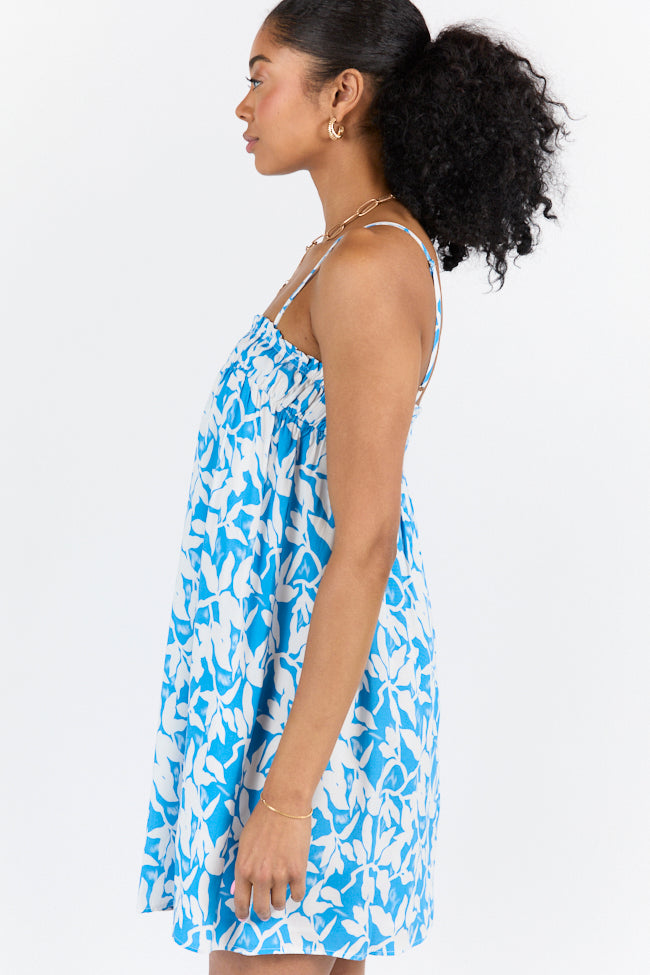 Stylish Blue Printed Shift Dress for Women - Floral Summer Casual Dress - Perfect for Office, Party & Vacation