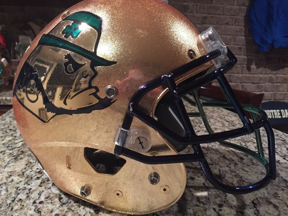 Authentic Notre Dame Football 2015 Shamrock Series Game-Worn Helmet #36 - Collector's Edition for Sports Memorabilia & Irish Football Fans