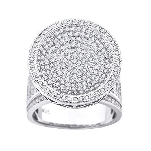 925 Sterling Silver CZ Cubic Zirconia Simulated Diamond Men's Fashion Ring - Round Cluster Design, Size 6-9 | Elegant Jewelry Gift for Him, Perfect for Weddings, Parties & Date Nights