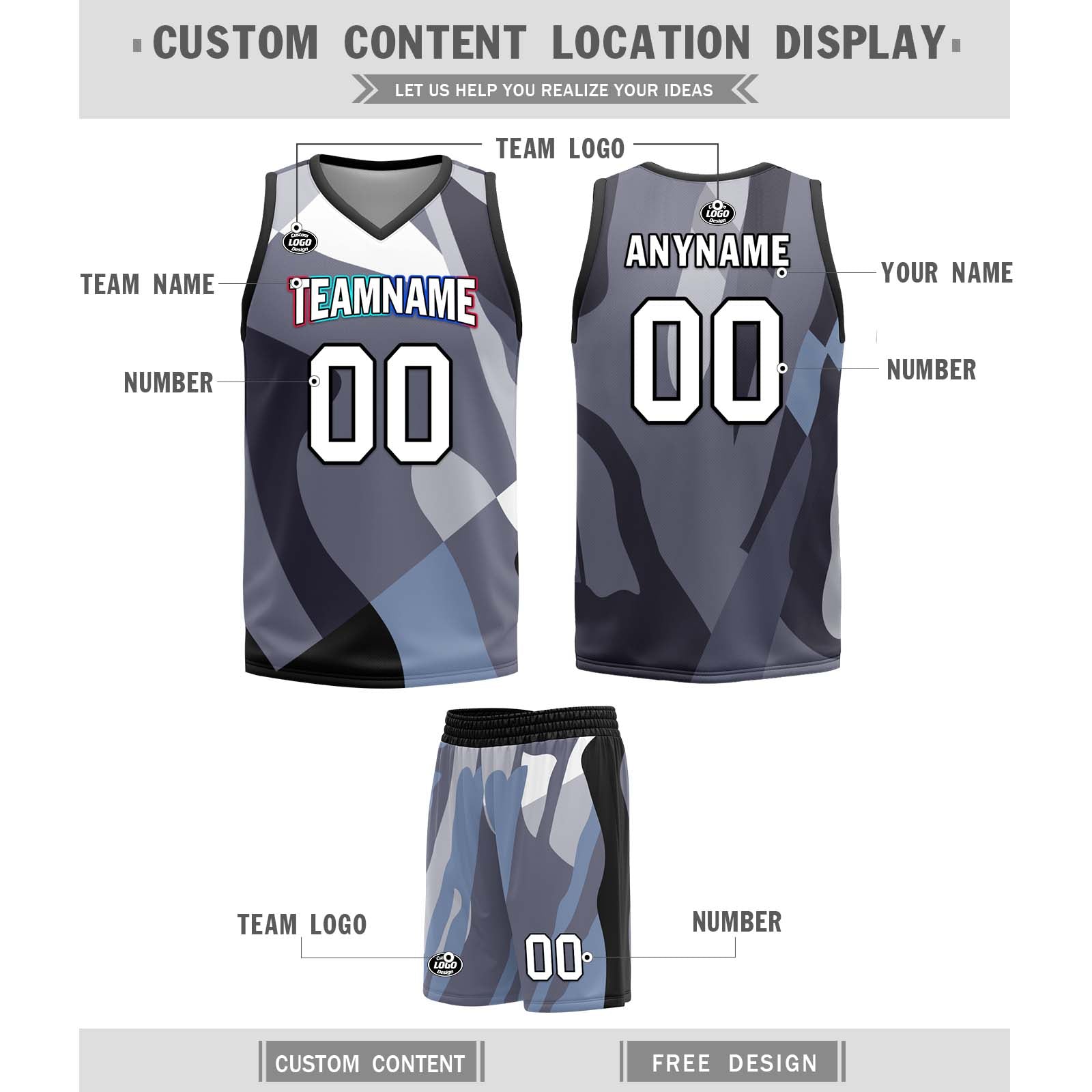 Custom Camouflage Black Brooklyn City Edition Reversible Basketball Jersey - Personalized Team Uniform with COOLMAX Fabric for Men & Women - Perfect for NBA Games, Streetball and Sports Training
