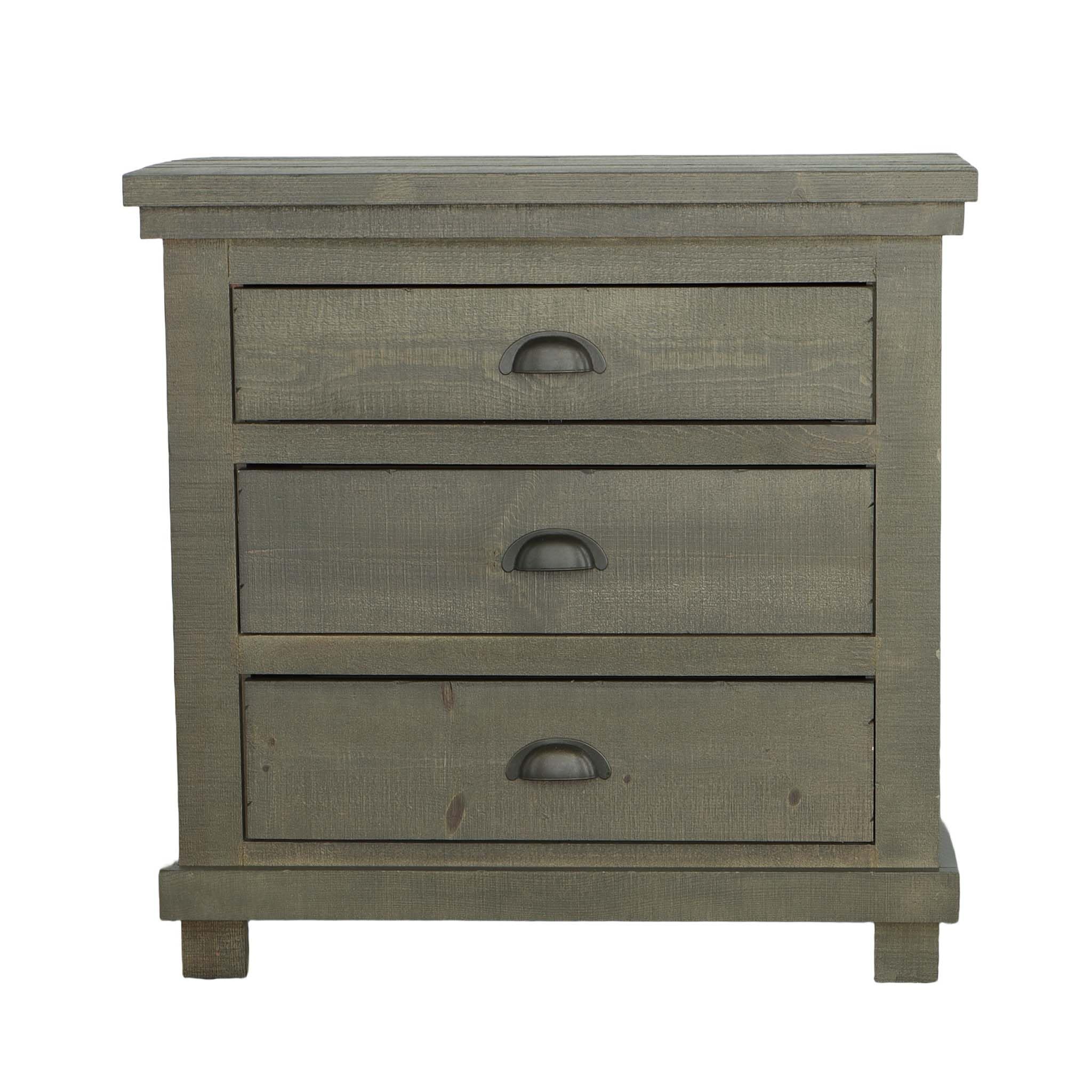 Progressive Furniture Willow Nightstand - Distressed Dark Gray Finish, Bedroom Side Table with Storage for Home Decor