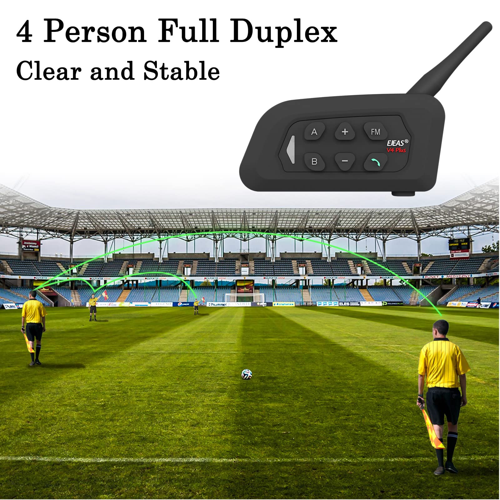 Referee Headset with USB-C Interface - 2 Pack Wireless Communication System for Volleyball, Football, Soccer & Handball Officials - Ideal for Game Coordination & Real-Time Officiating