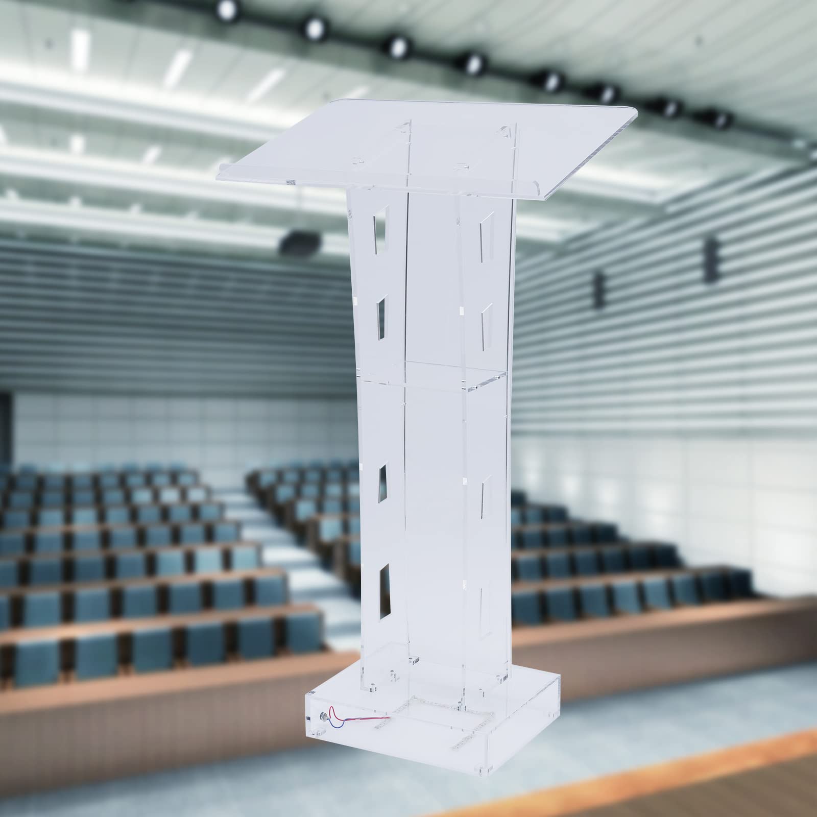Clear Acrylic LED Podium Stand - Portable Presentation Lectern for Church, Office & Classroom - Perfect for Sermons, Speeches & Professional Events