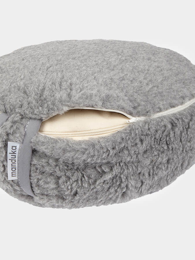 Manduka Premium Wool Meditation Cushion - Eco-Friendly Zafu Yoga Pillow for Comfortable Seated Meditation, Yoga & Mindfulness Practice at Home or Studio
