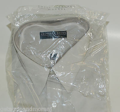 Geoffrey Beene Men's Slim Fit Dress Shirt 17.5 Neck 34/35 Sleeve Light Grey - Formal Office Wear & Business Attire