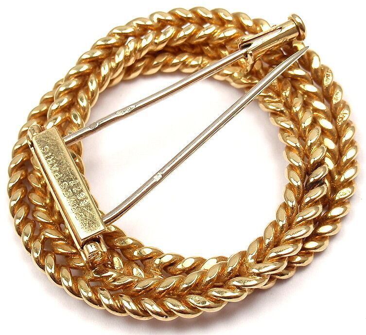 Authentic Vintage Hermes Paris 18k Yellow Gold Brooch Pin - Luxury Collectible Jewelry for Women, Perfect for Special Occasions & Gift Giving