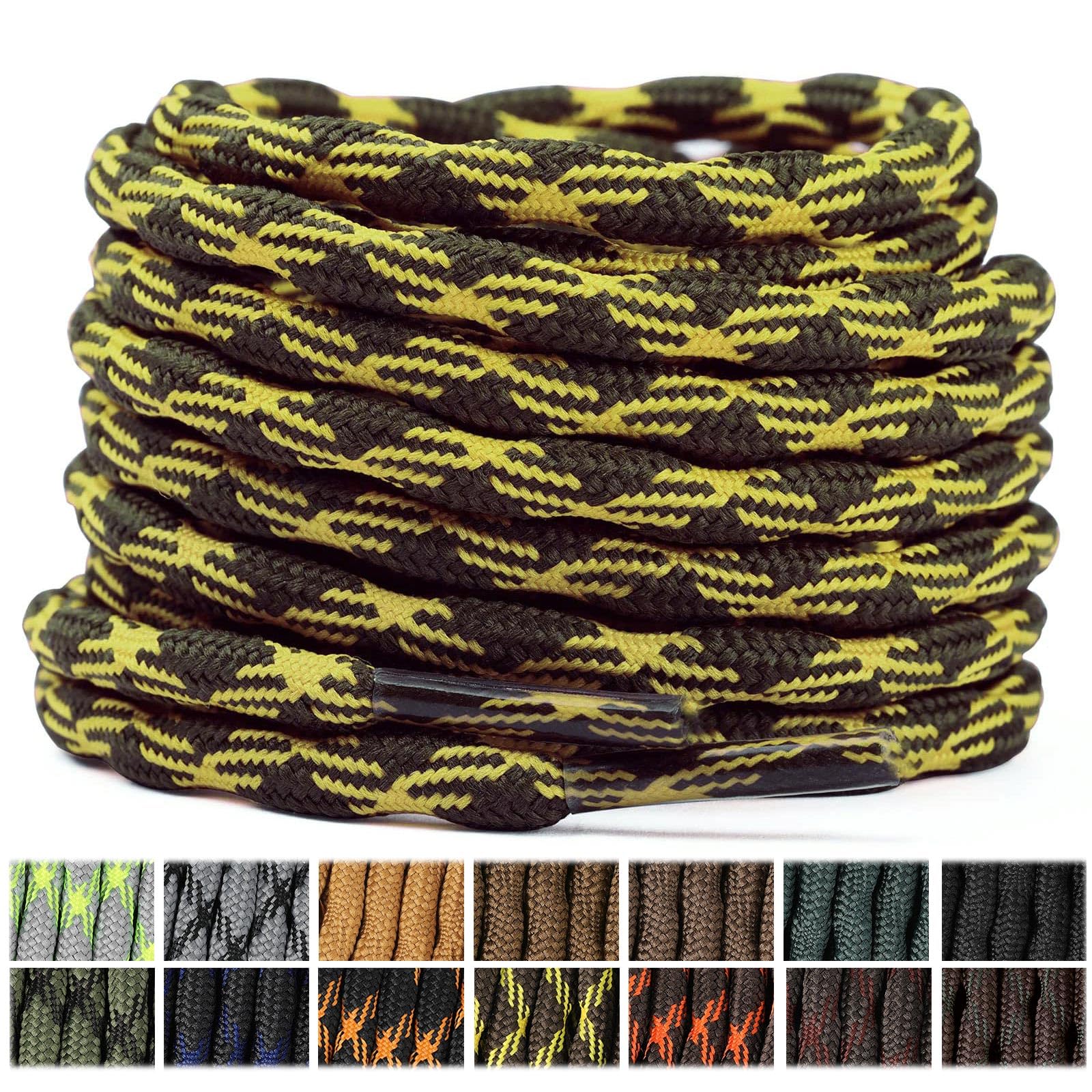 Stepace Wave Round Boot Laces - 2 Pairs Heavy Duty Shoelaces for Work Boots & Hiking Shoes | Durable & Non-Slip Design for Outdoor Activities, Construction & Daily Wear