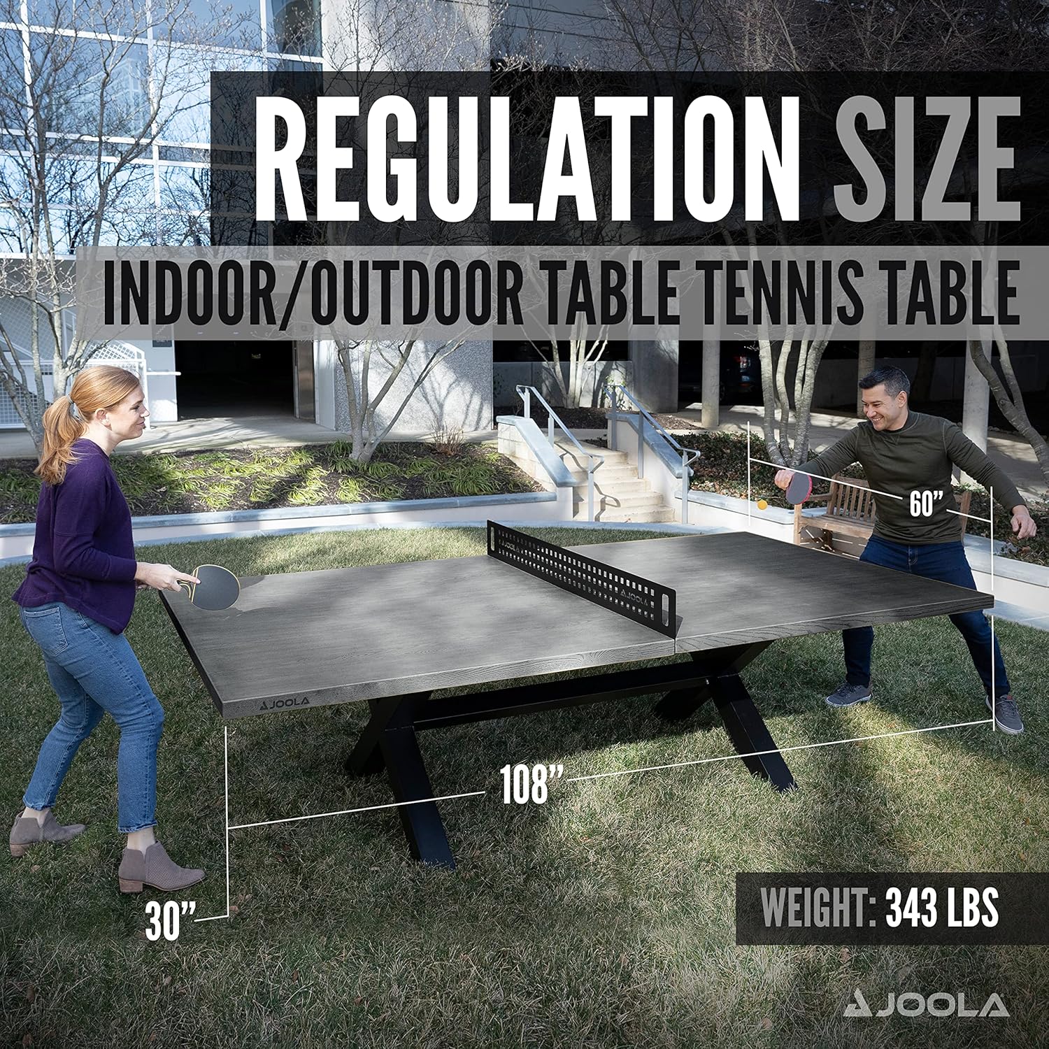 JOOLA Berkshire Gray Indoor/Outdoor Ping Pong Table - Professional Quality for Home, Office & Backyard Games
