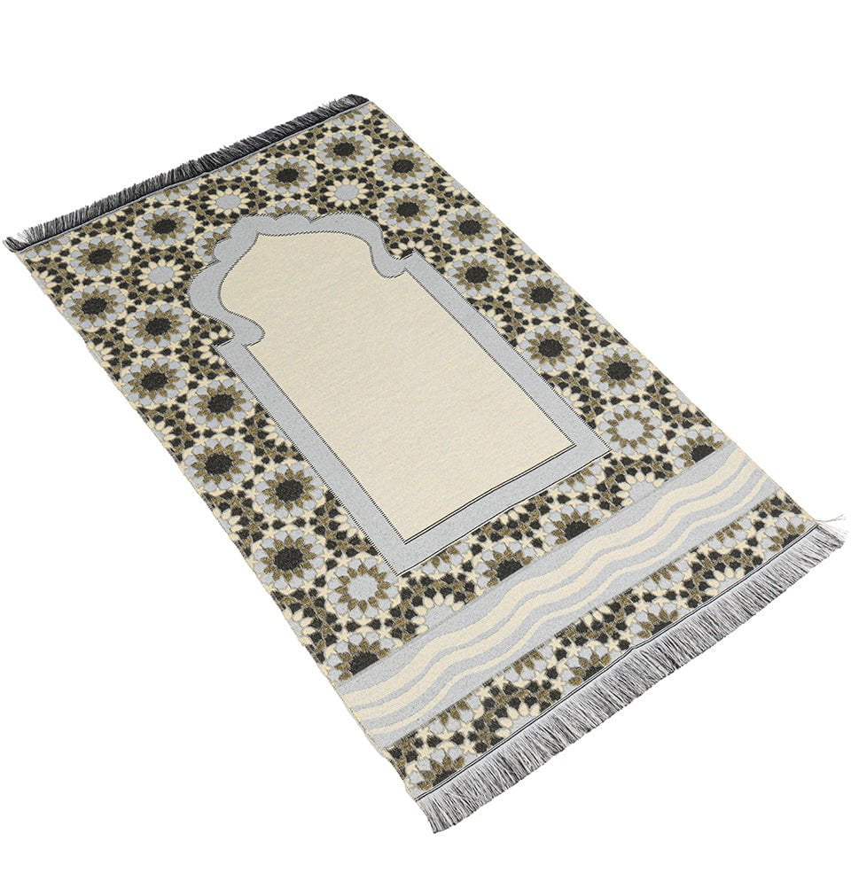 Premium Chenille Thin Travel Islamic Prayer Mat - Lightweight & Portable for On-the-Go Worship, Stargazer Blue Design - Perfect for Home, Mosque, Travel & Outdoor Prayer