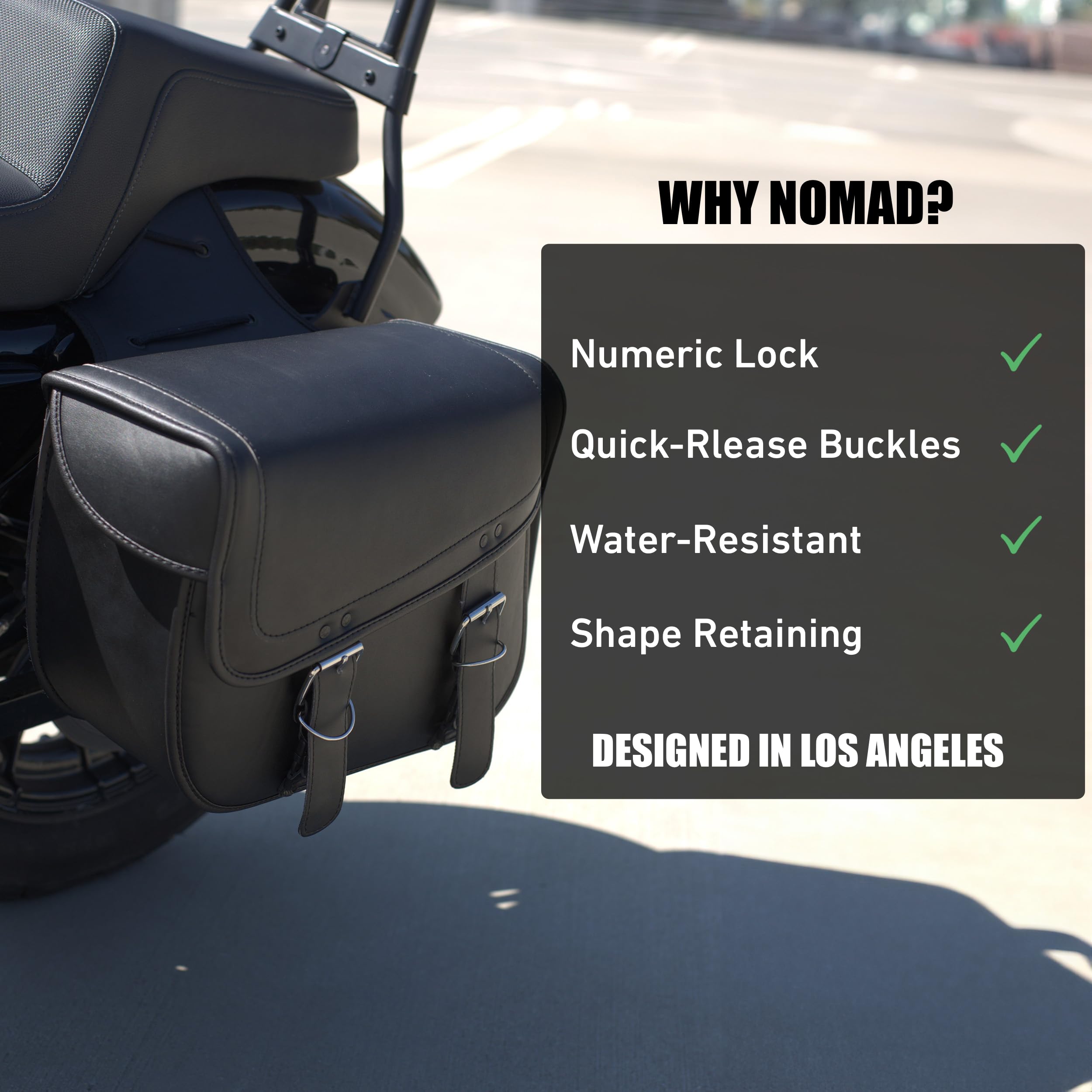 Premium Leather Motorcycle Saddlebags - Large Universal Fit Throw Over Bags for Cruiser & Touring Bikes (Black) | Waterproof Storage for Road Trips, Commuting & Adventure Riding