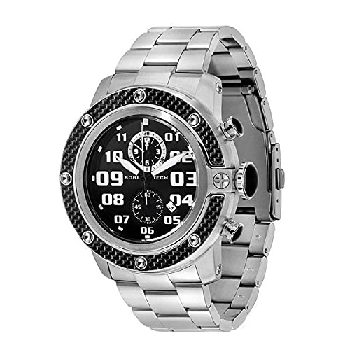 Glam Rock Men's Chronograph Watch - Black Dial Stainless Steel Waterproof Wristwatch for Business, Casual & Outdoor Activities