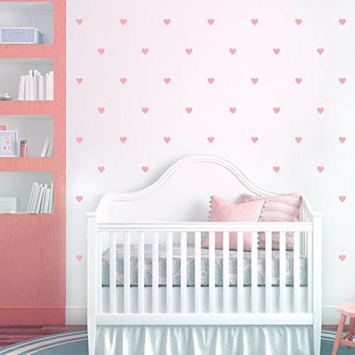 DECOWALL DWG-706PI Lovely Hearts Graphic Wall Stickers - Pink Peel and Stick Decals for Kids Room, Nursery, Bedroom & Living Room | Easy to Apply & Remove Window Decor