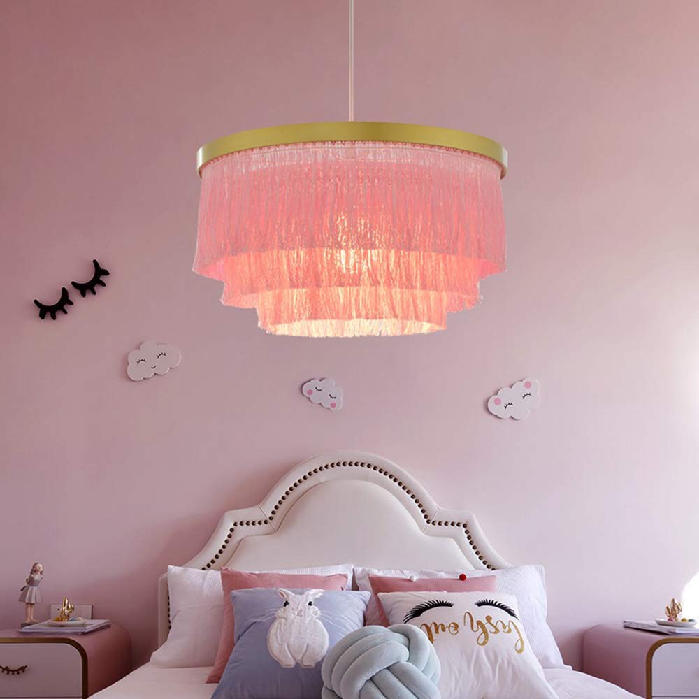 Modern 3-Tier Pink Tassel Pendant Chandelier - Romantic Ceiling Lighting Fixture for Dining Room, Bedroom & Living Room Decor
